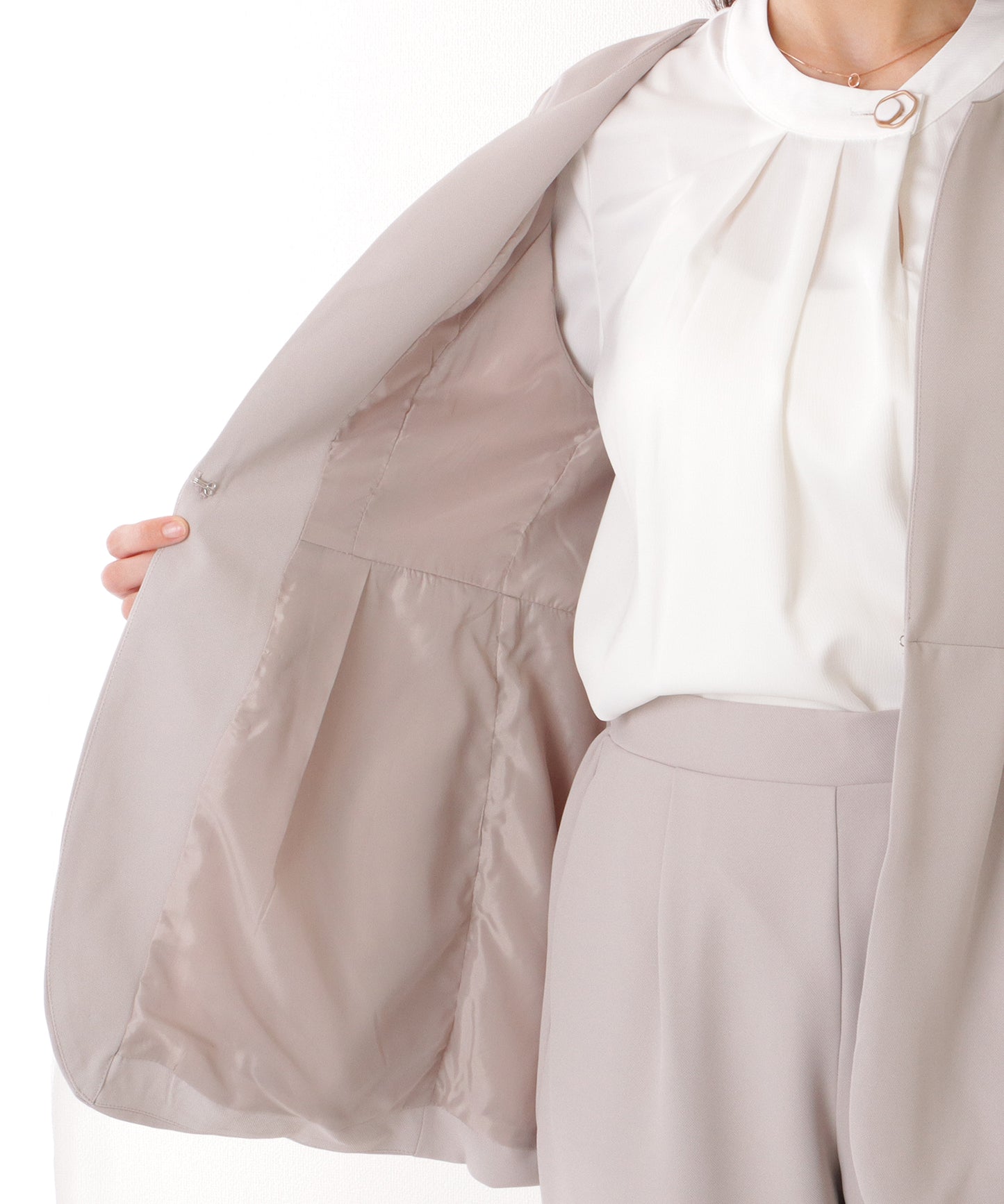 フロントホック ペプラム パンツ スーツ セットアップ