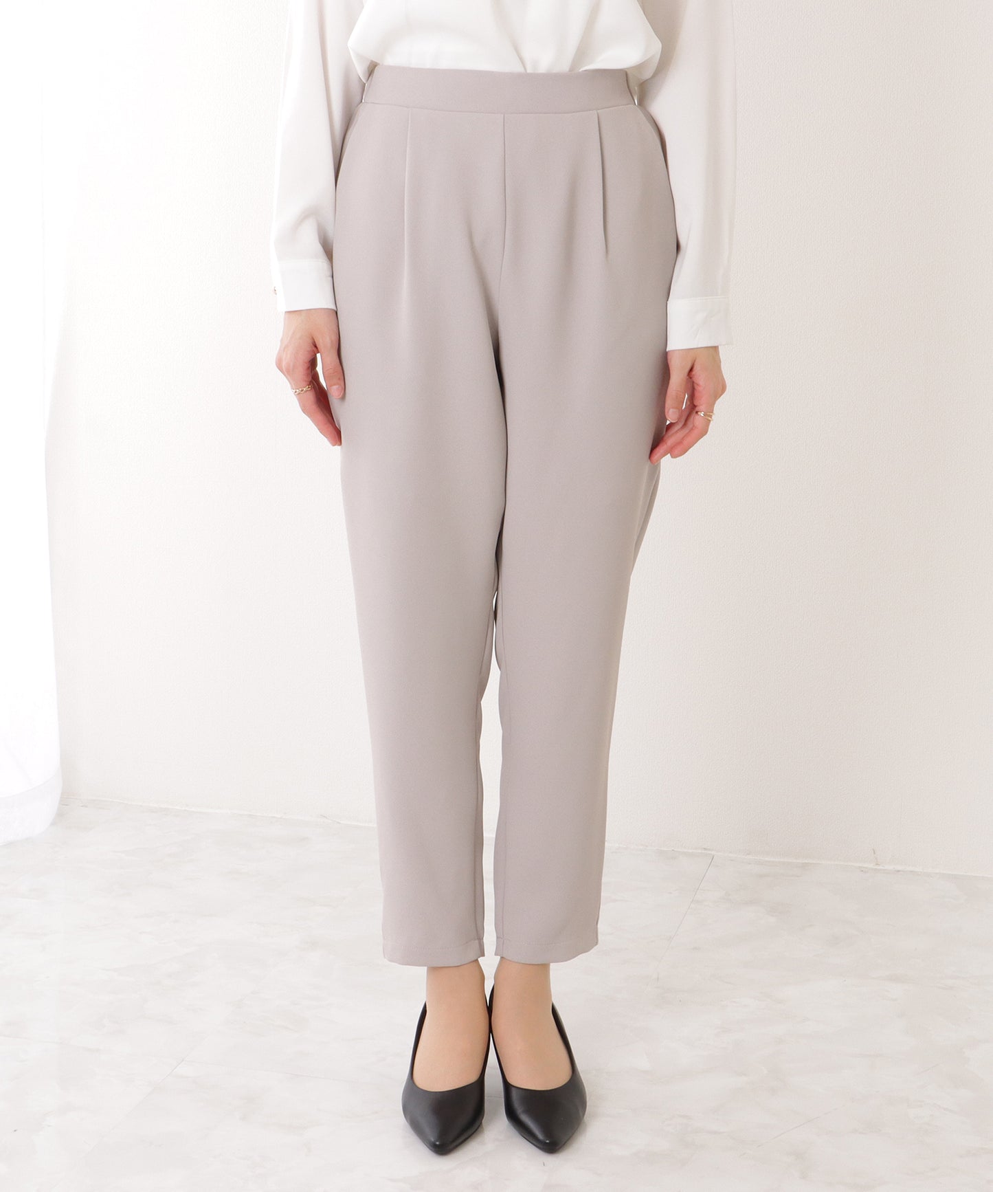 フロントホック ペプラム パンツ スーツ セットアップ