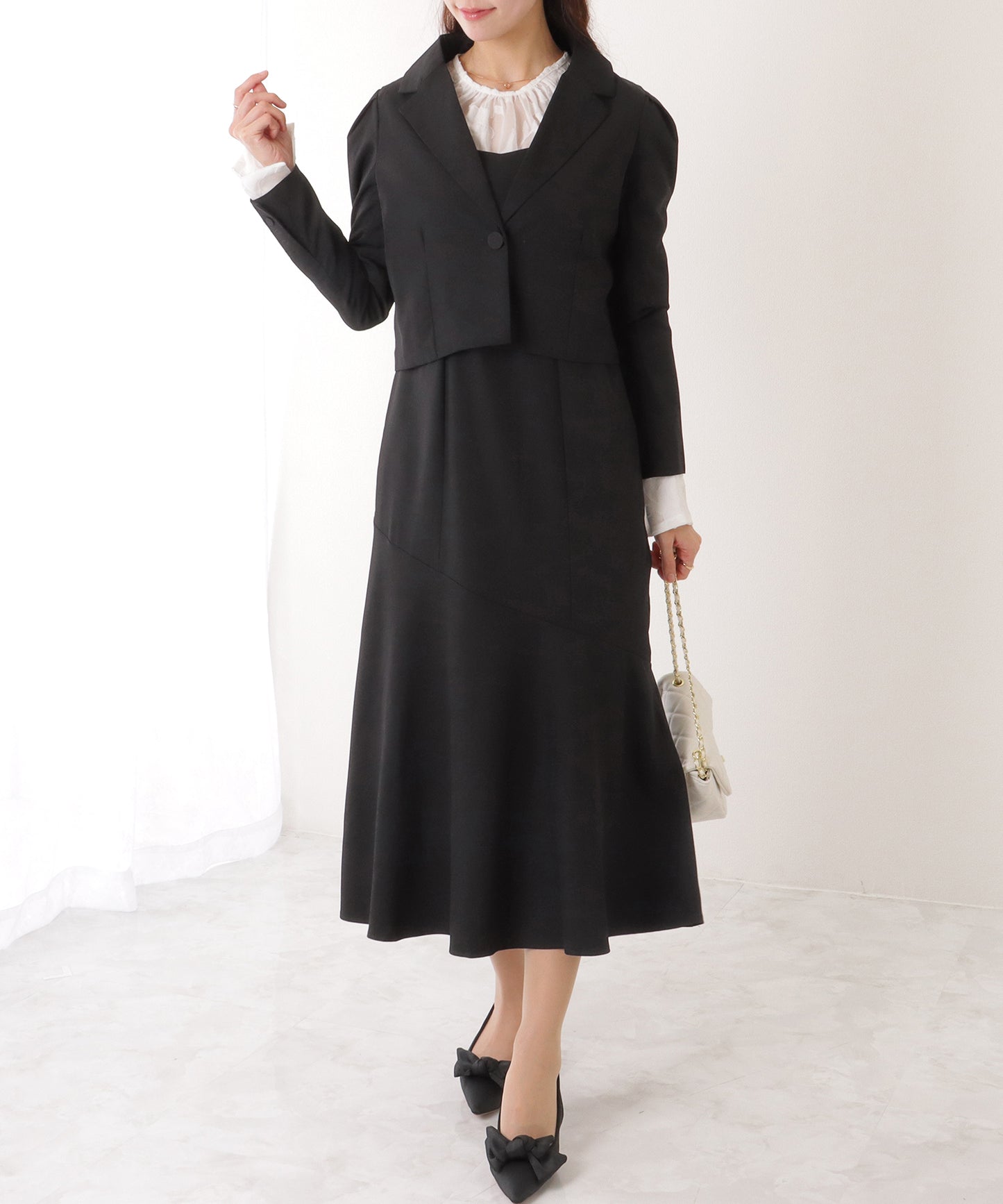 ショートジャケット付き ロング ワンピース セットアップ
