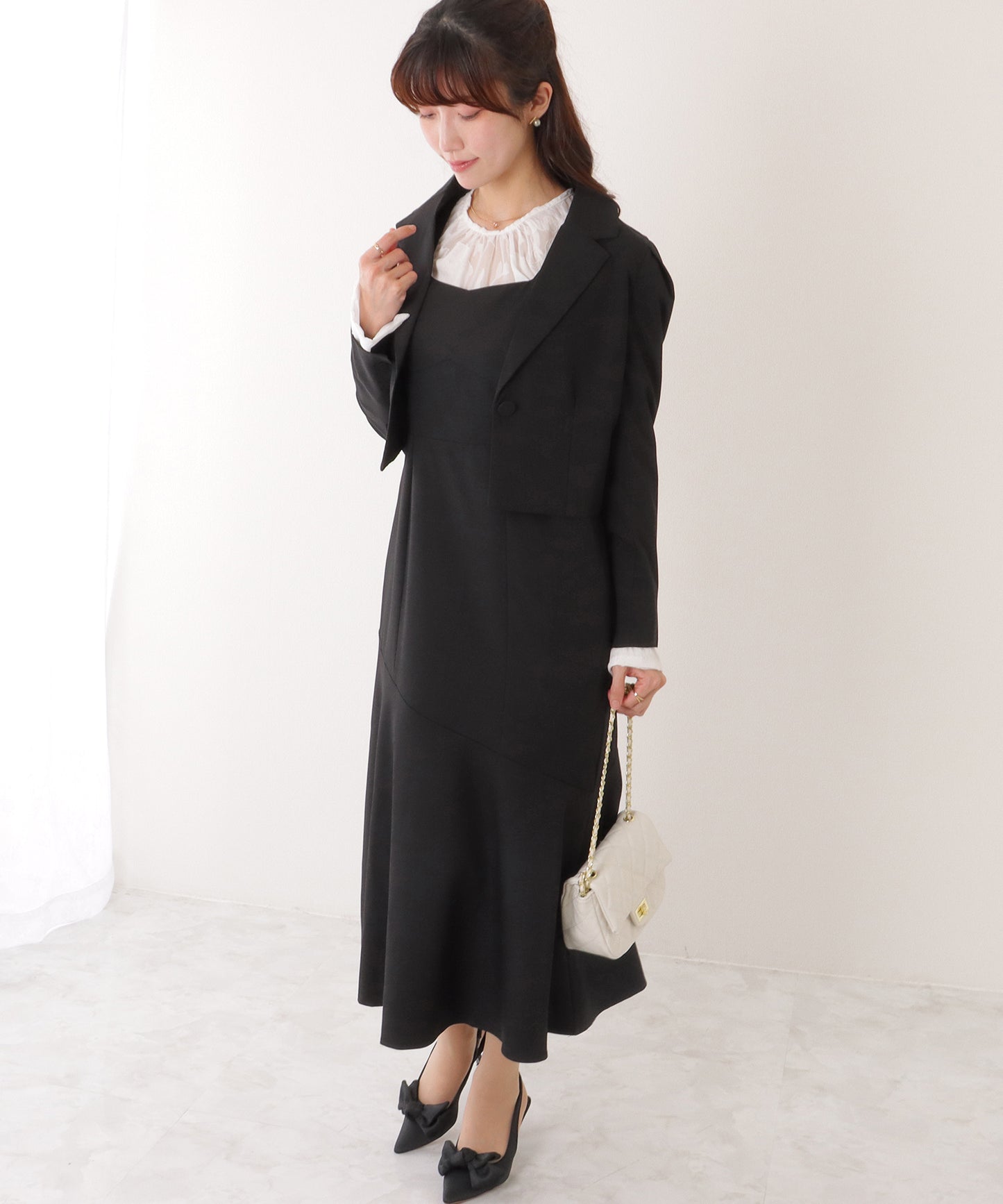 ショートジャケット付き ロング ワンピース セットアップ