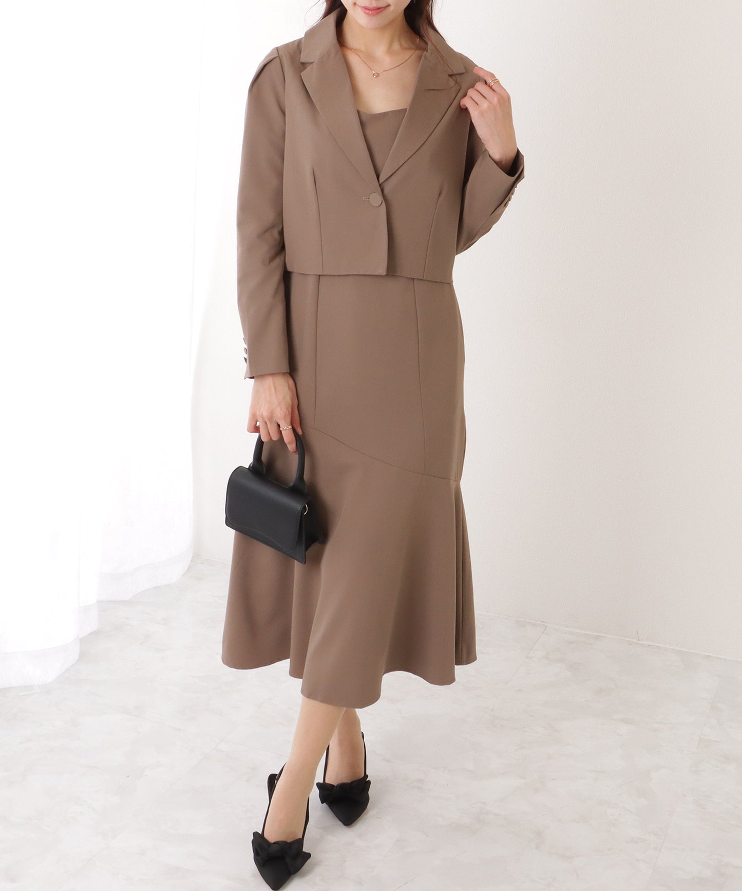 ショートジャケット付き ロング ワンピース セットアップ