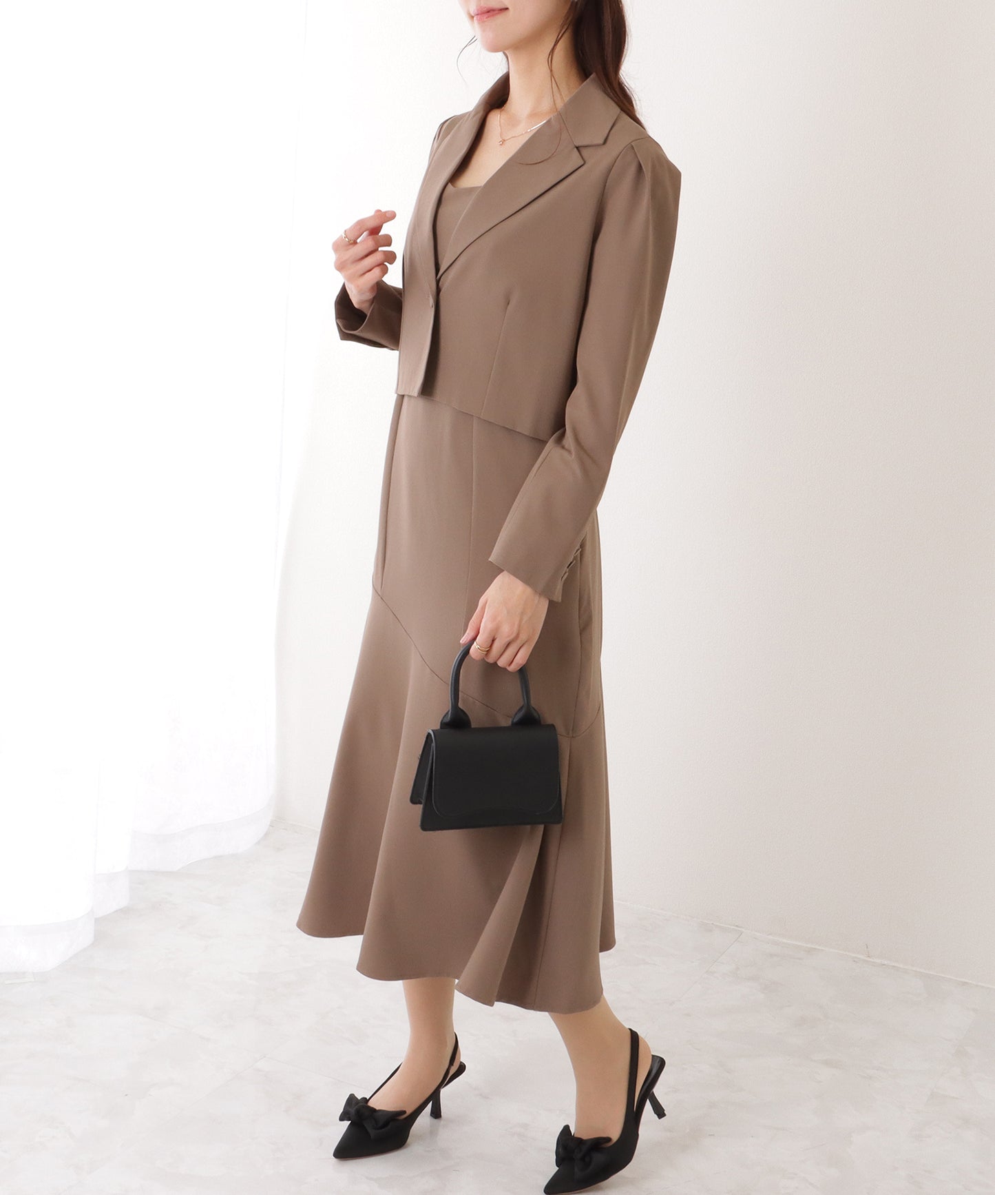 ショートジャケット付き ロング ワンピース セットアップ