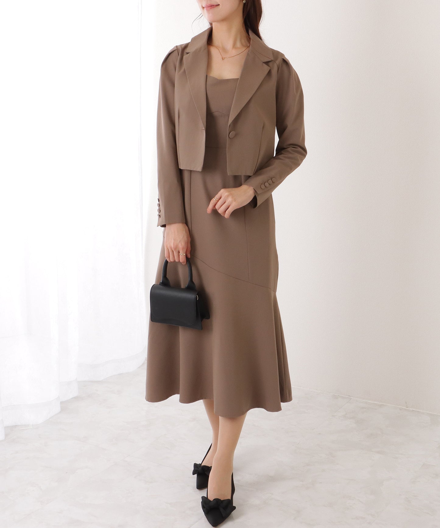 ショートジャケット付き ロング ワンピース セットアップ