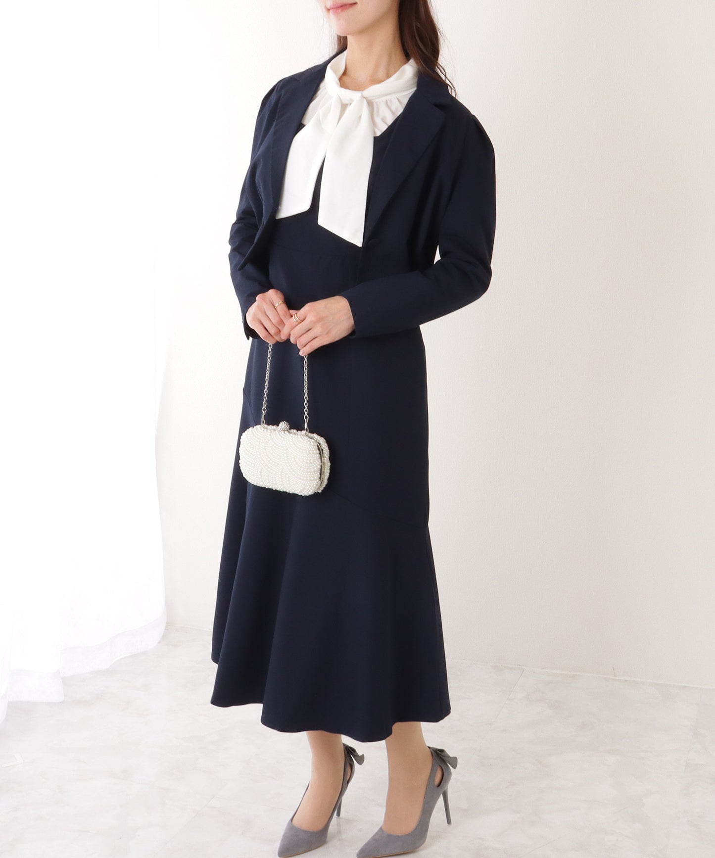 ショートジャケット付き ロング ワンピース セットアップ