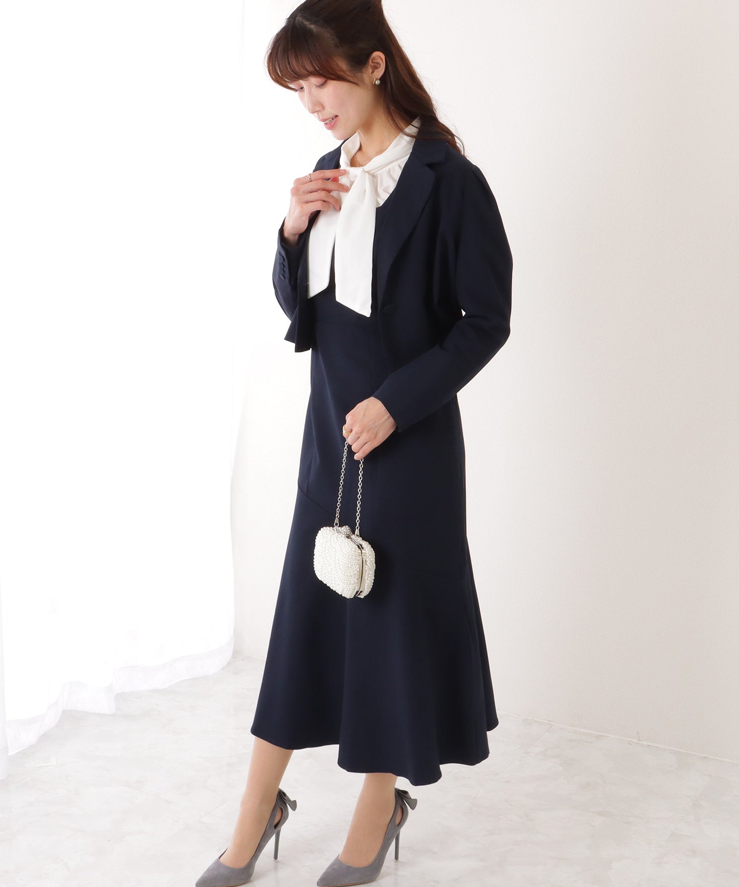 ショートジャケット付き ロング ワンピース セットアップ