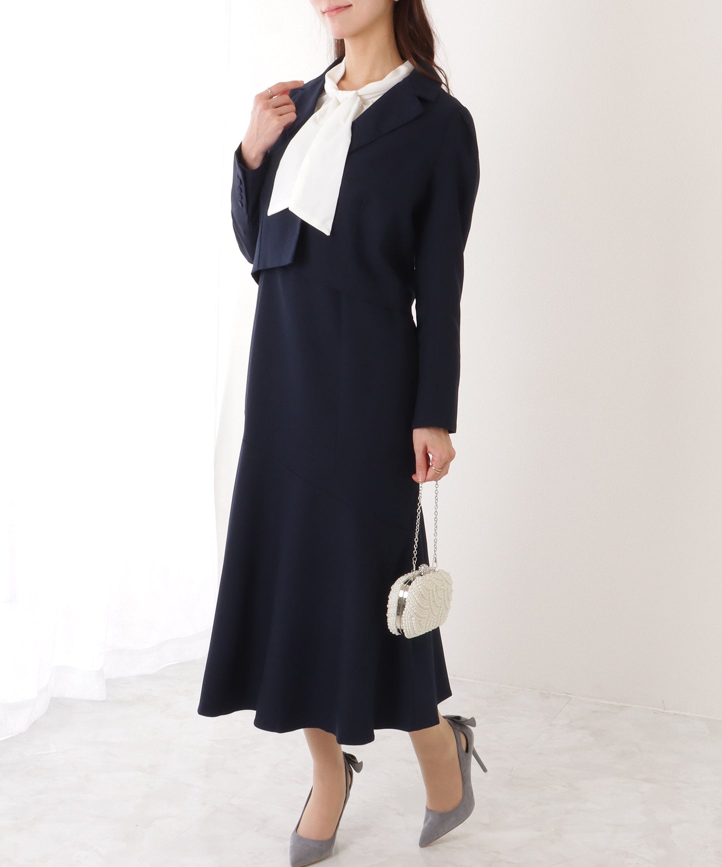 ショートジャケット付き ロング ワンピース セットアップ