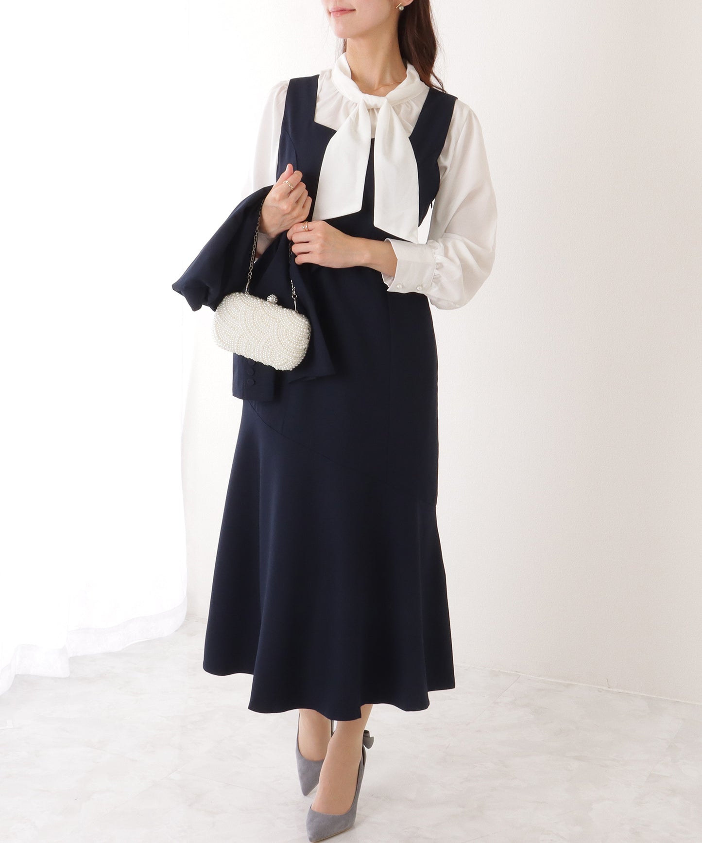 ショートジャケット付き ロング ワンピース セットアップ