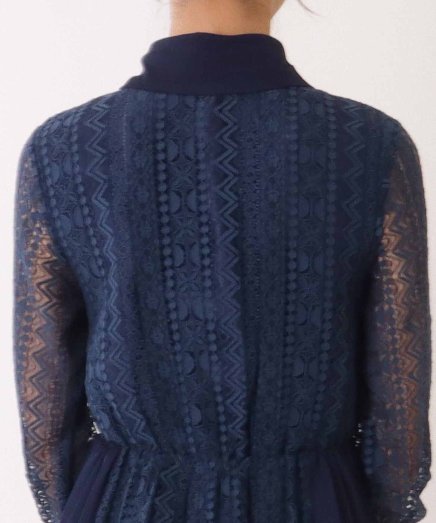 ノーカラー ジャケット付き レース シャツ ワンピース