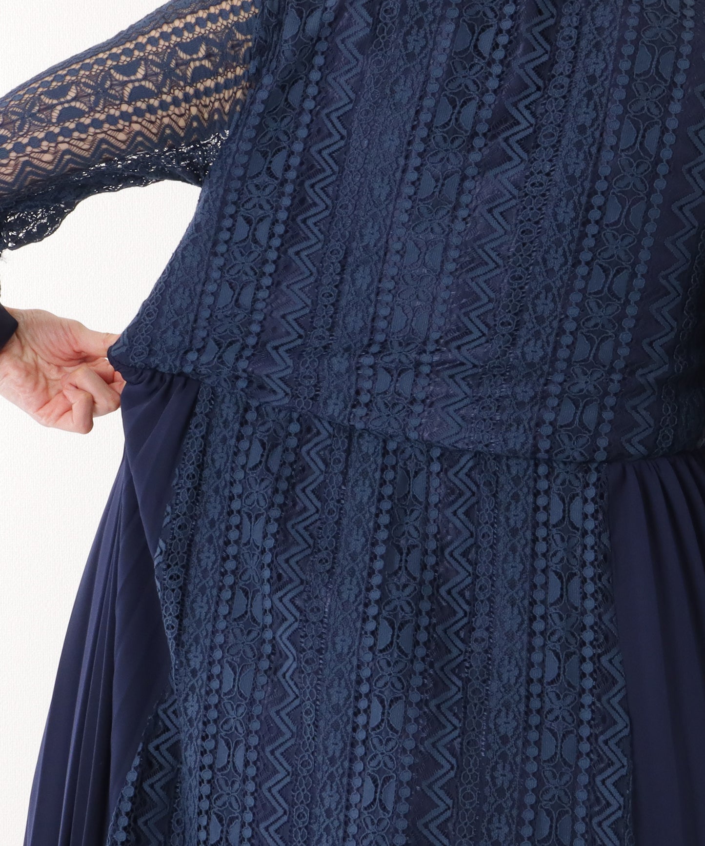 ノーカラー ジャケット付き レース シャツ ワンピース