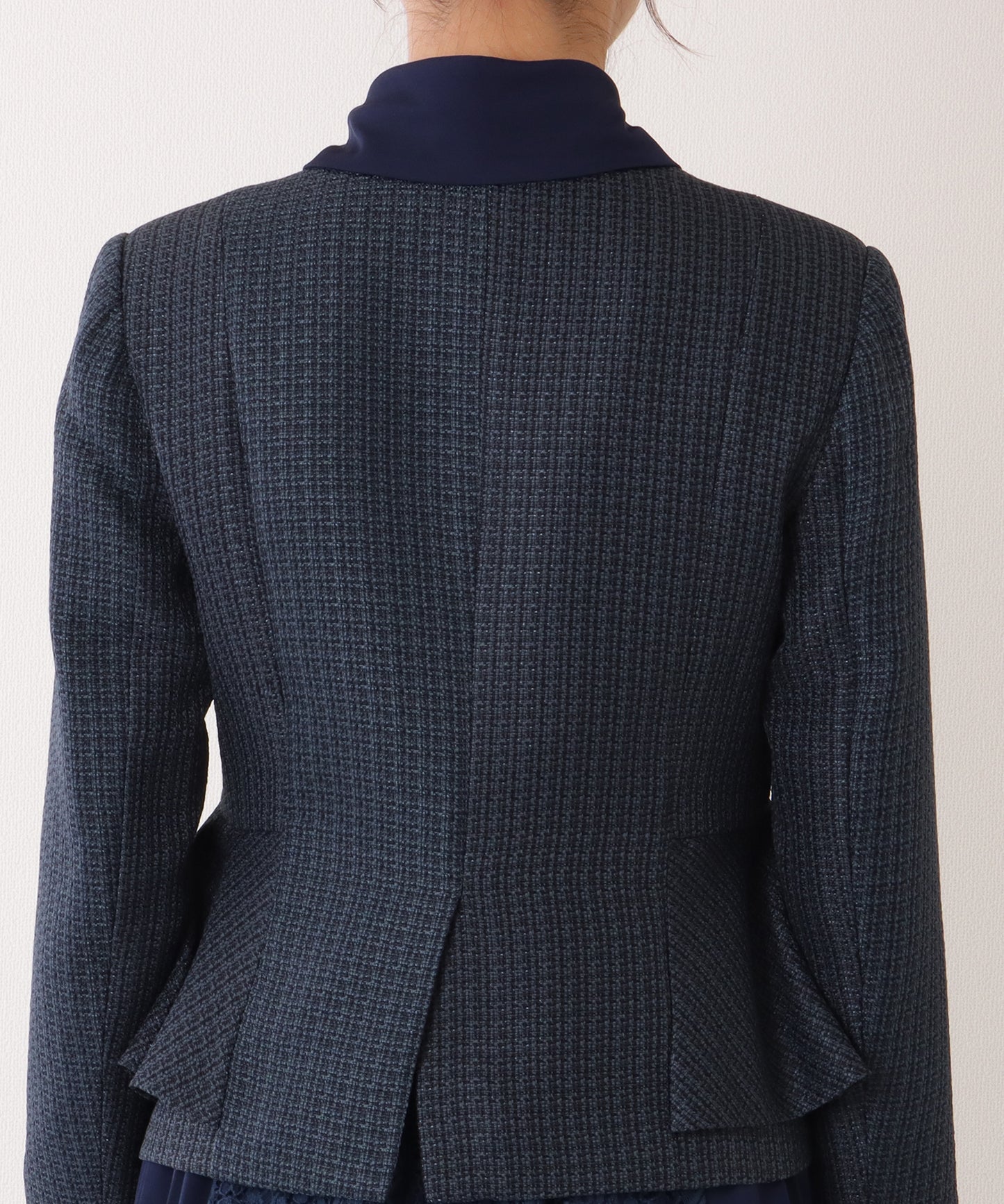 ノーカラー ジャケット付き レース シャツ ワンピース