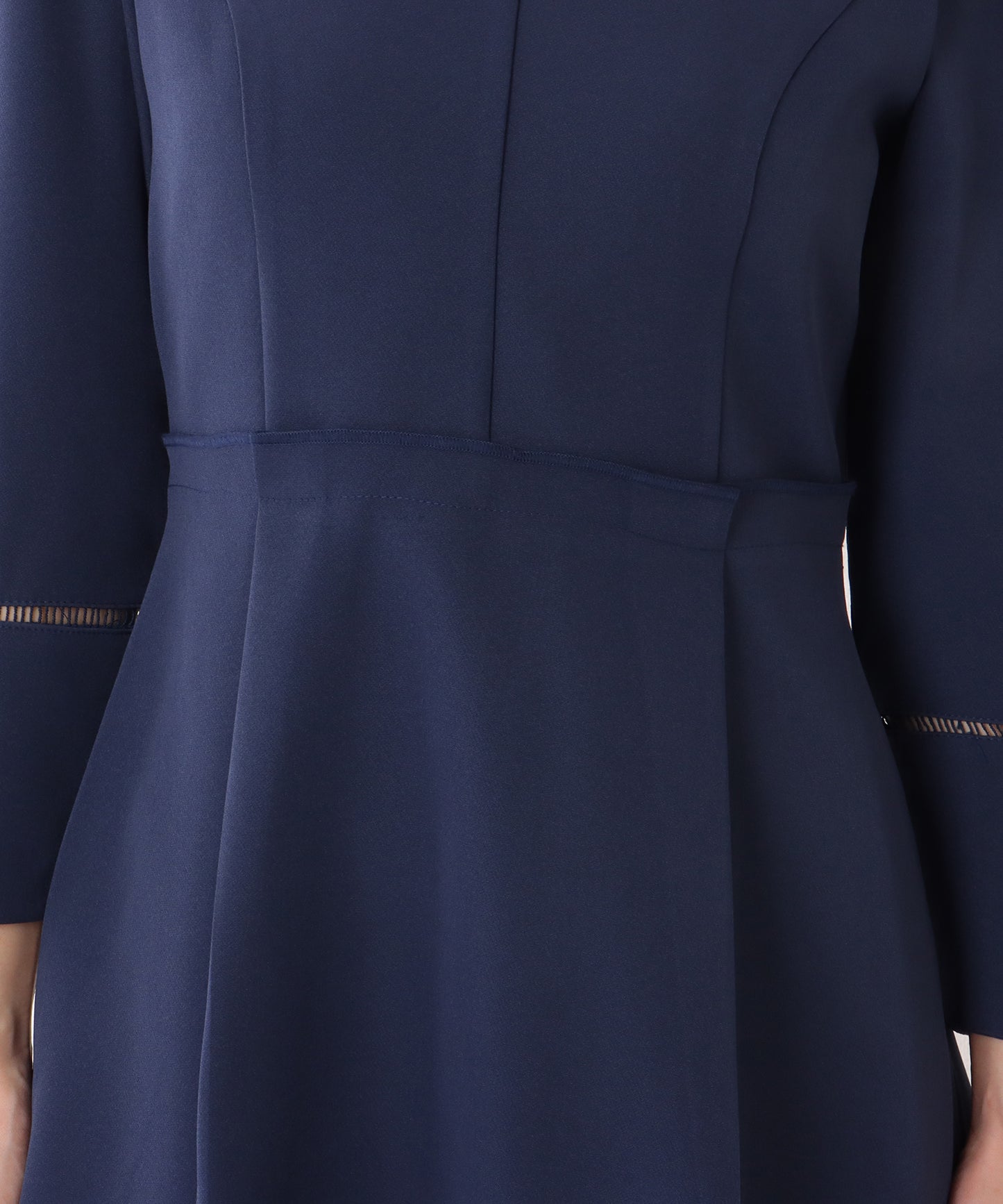 ノーカラー ジャケット付き キーネック Aライン ワンピース