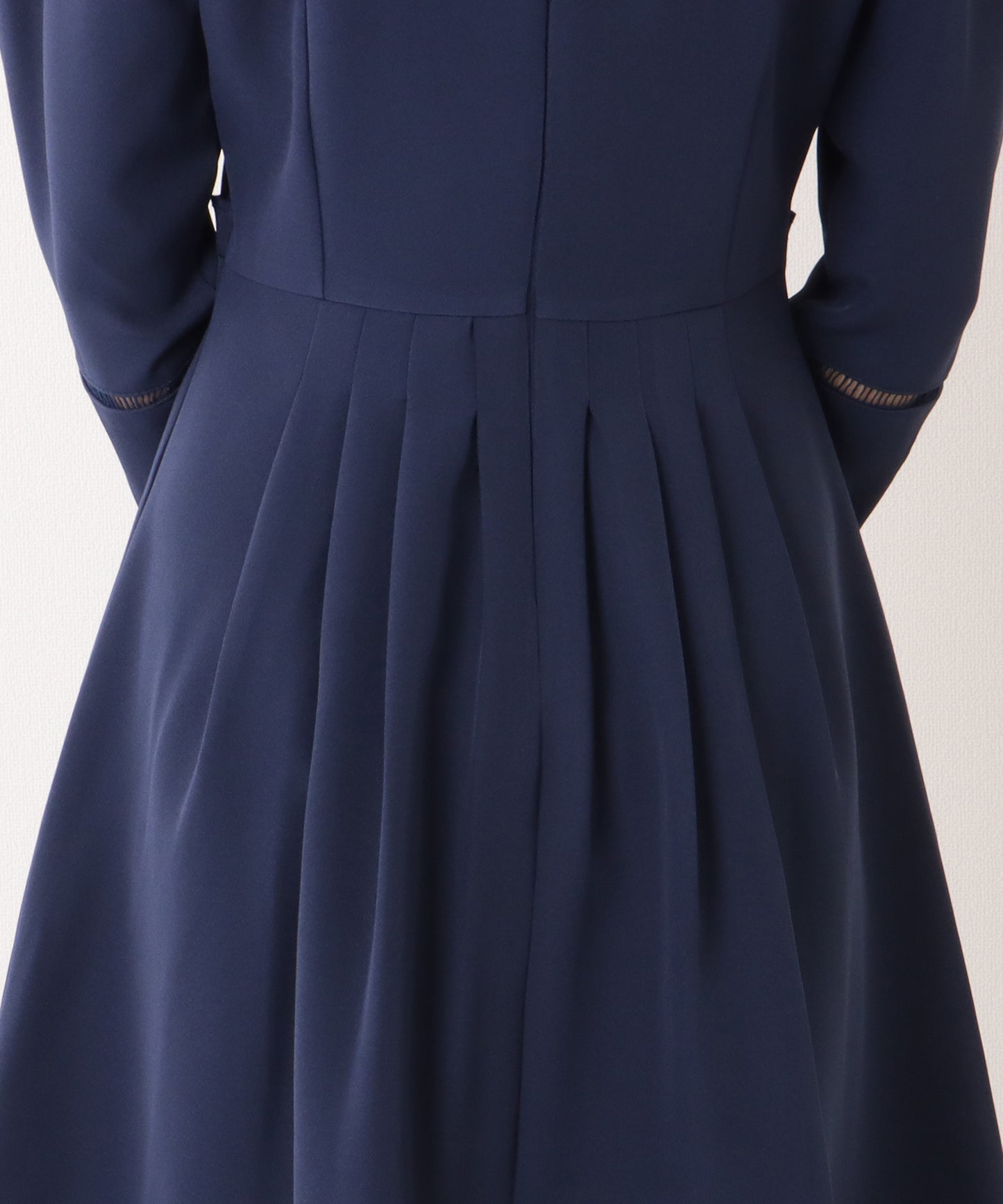 ノーカラー ジャケット付き キーネック Aライン ワンピース