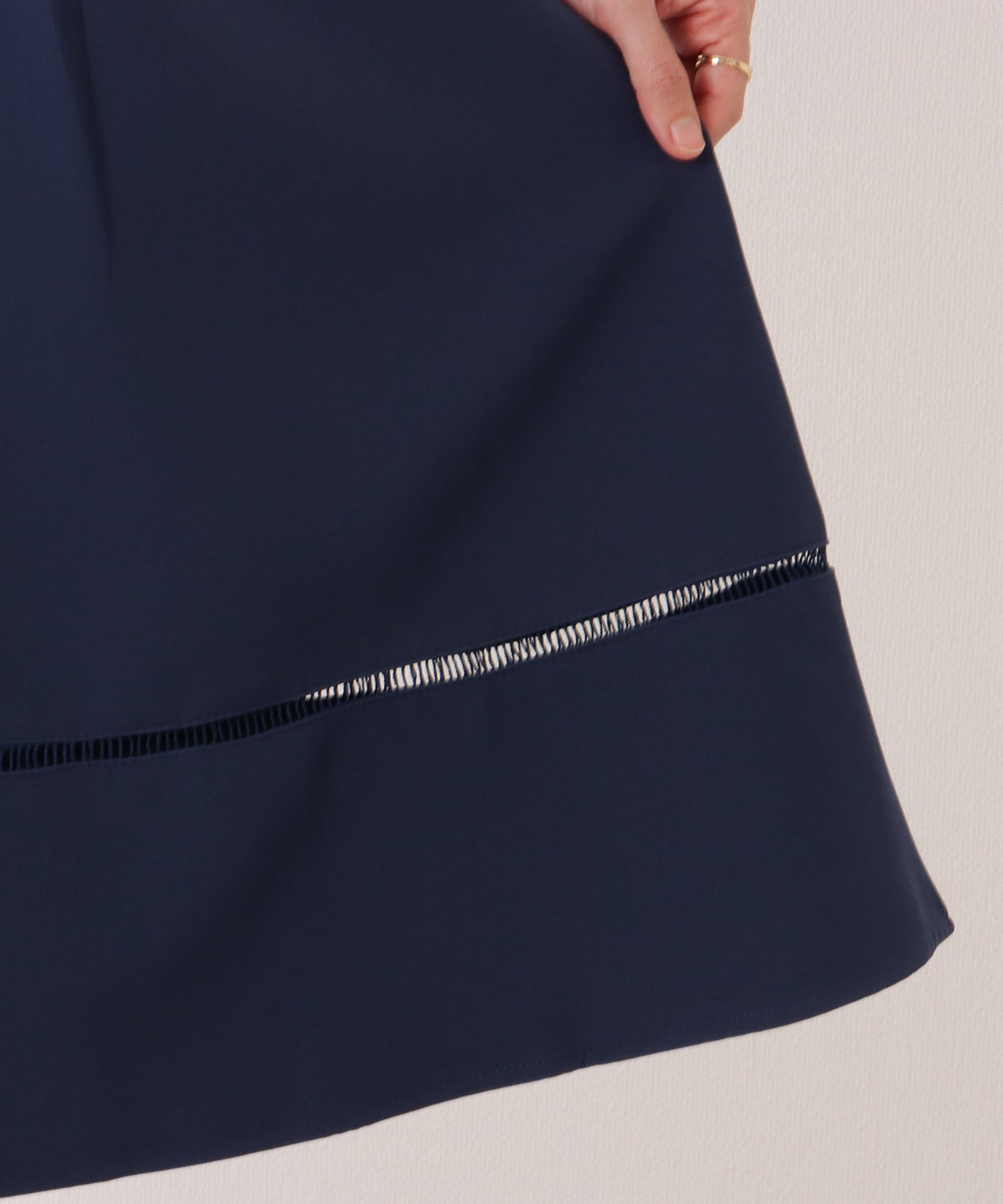 ノーカラー ジャケット付き キーネック Aライン ワンピース