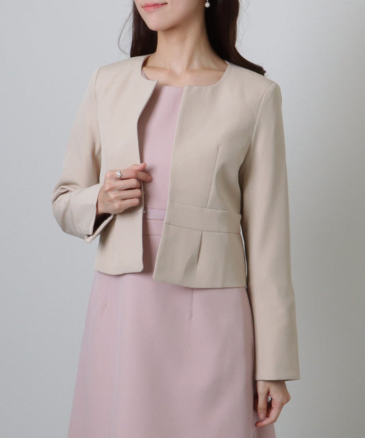 ノーカラー ジャケット付き Aライン ベーシック ワンピース