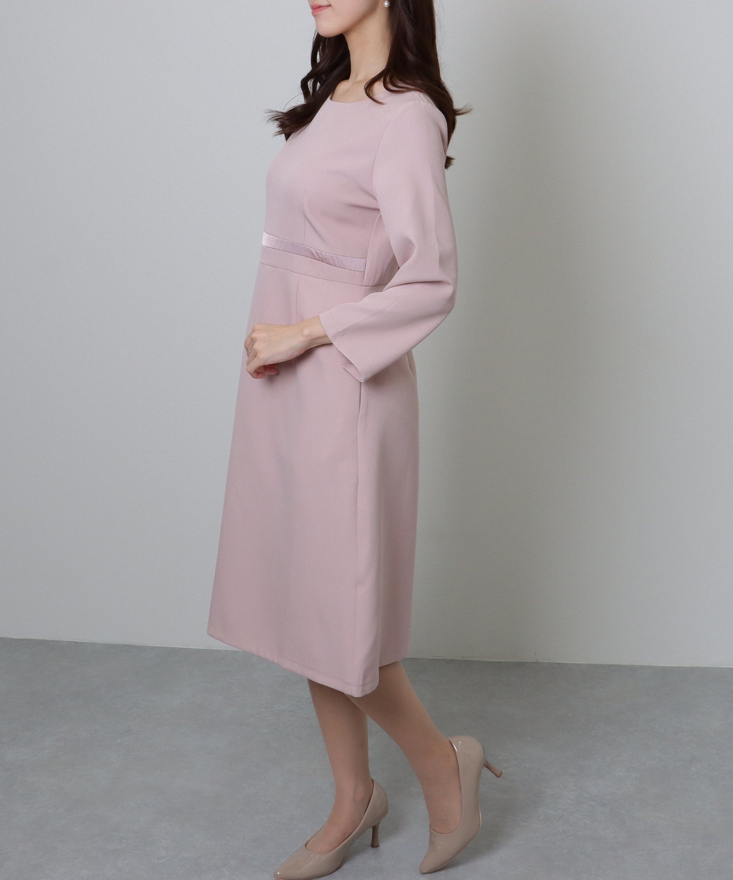 ノーカラー ジャケット付き Aライン ベーシック ワンピース