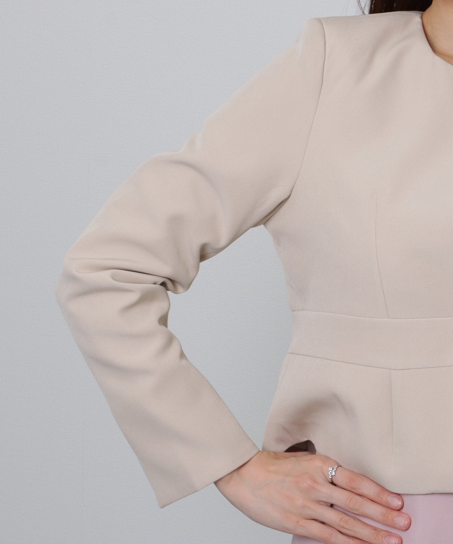 ノーカラー ジャケット付き Aライン ベーシック ワンピース