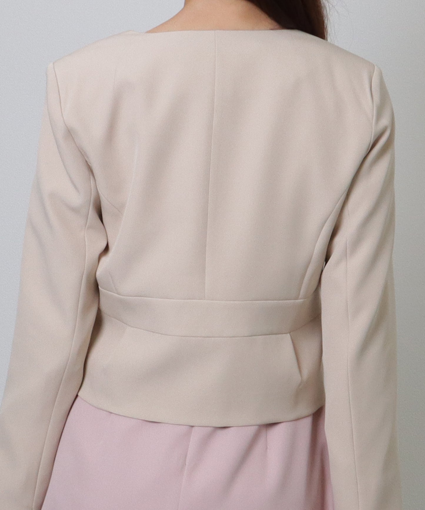 ノーカラー ジャケット付き Aライン ベーシック ワンピース