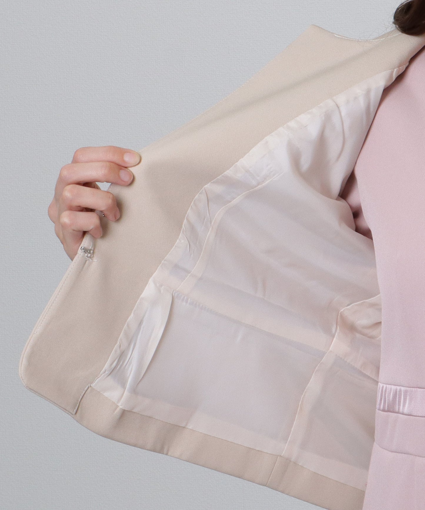 ノーカラー ジャケット付き Aライン ベーシック ワンピース