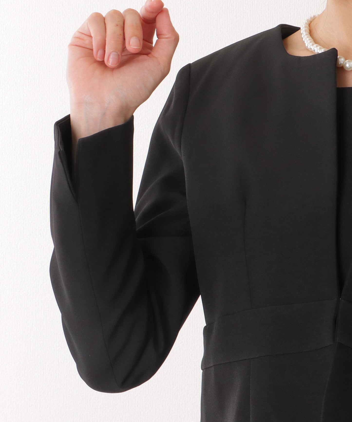 ノーカラー ジャケット付き Aライン ベーシック ワンピース