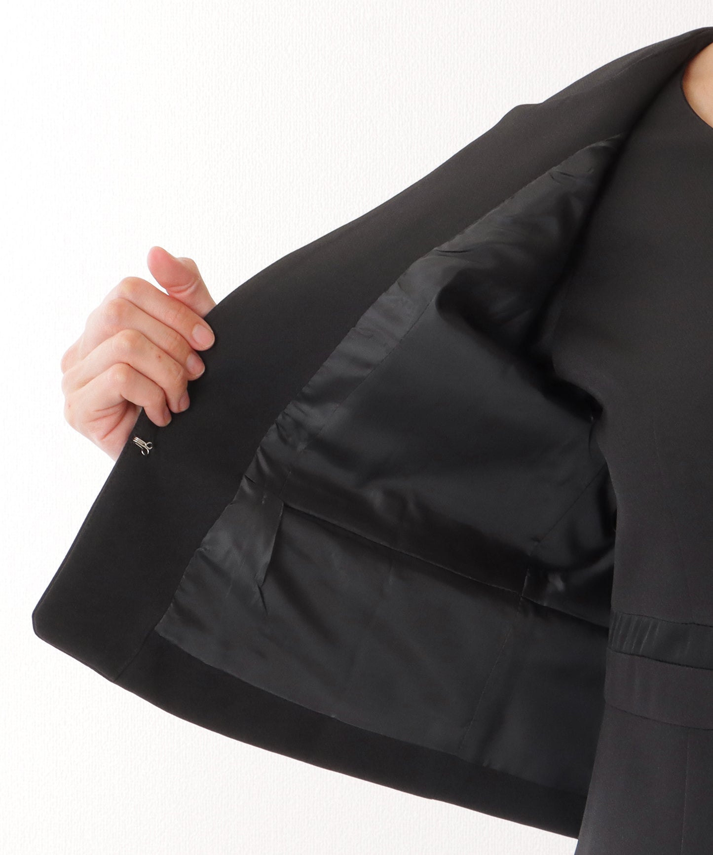 ノーカラー ジャケット付き Aライン ベーシック ワンピース