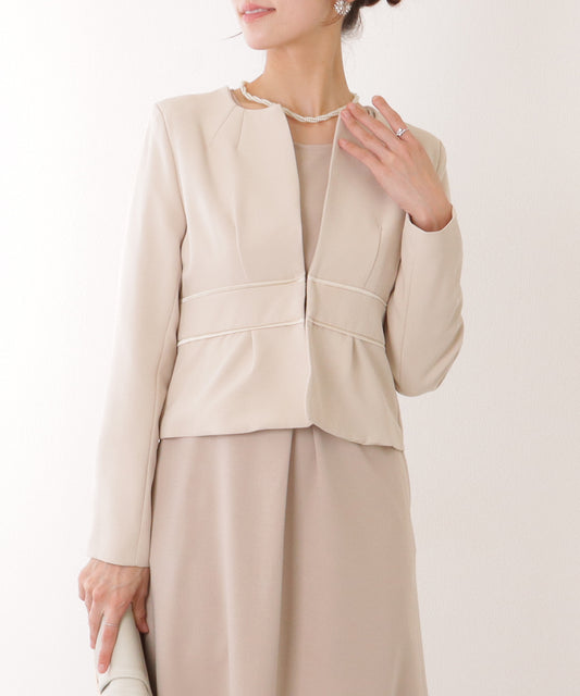 2WAY リボンジャケット付き タック ワンピース セットアップ