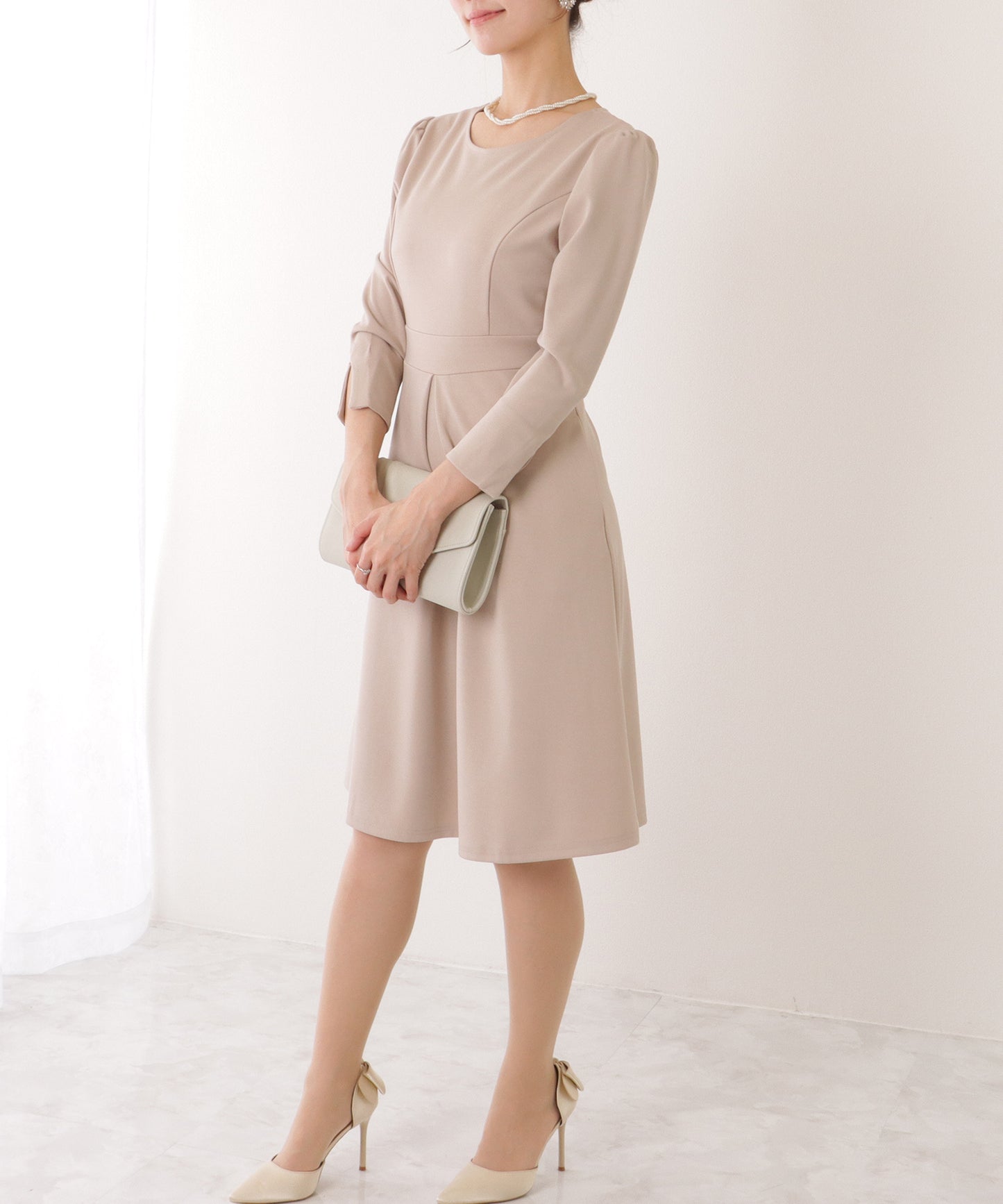 2WAY リボンジャケット付き タック ワンピース セットアップ