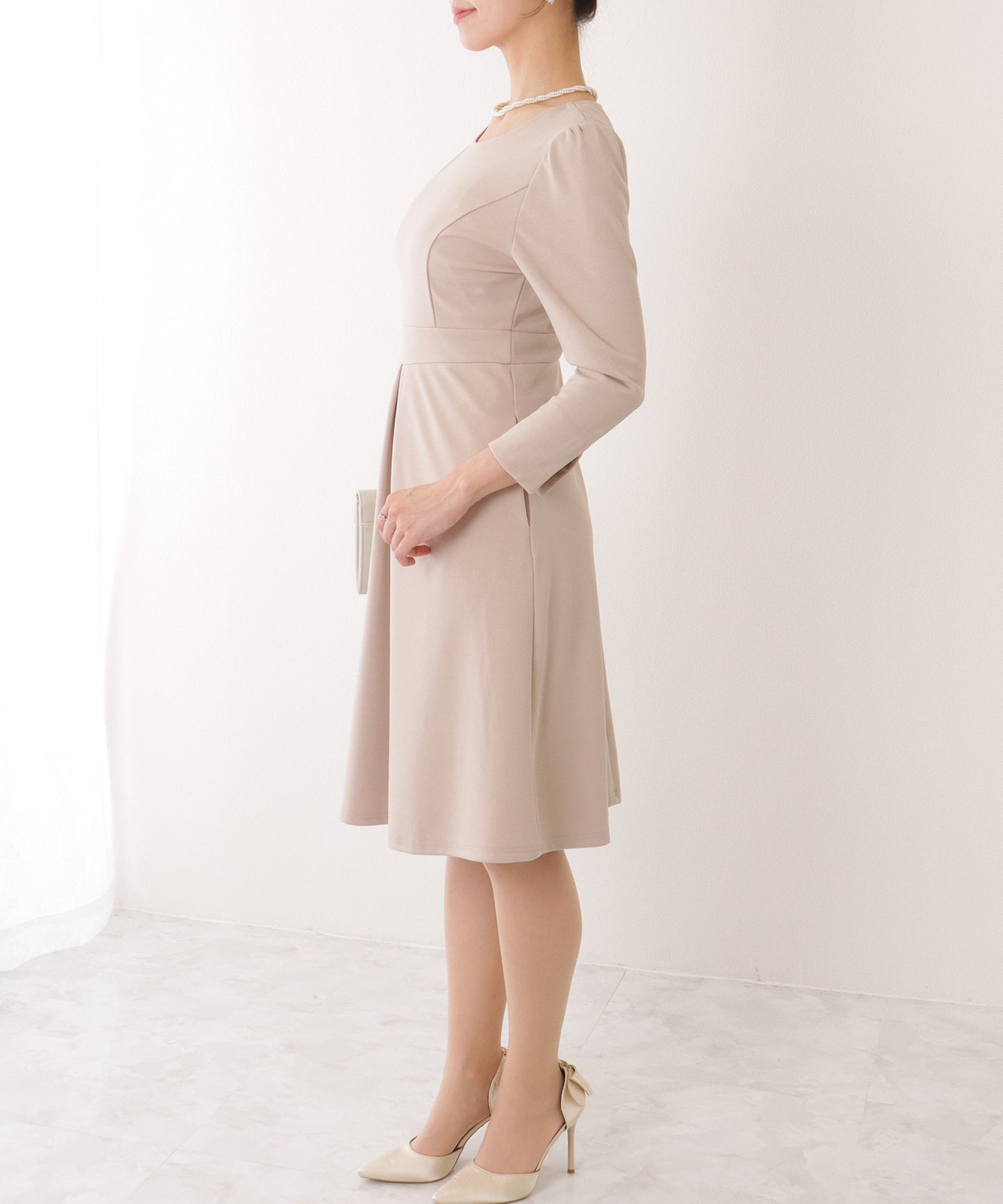 2WAY リボンジャケット付き タック ワンピース セットアップ
