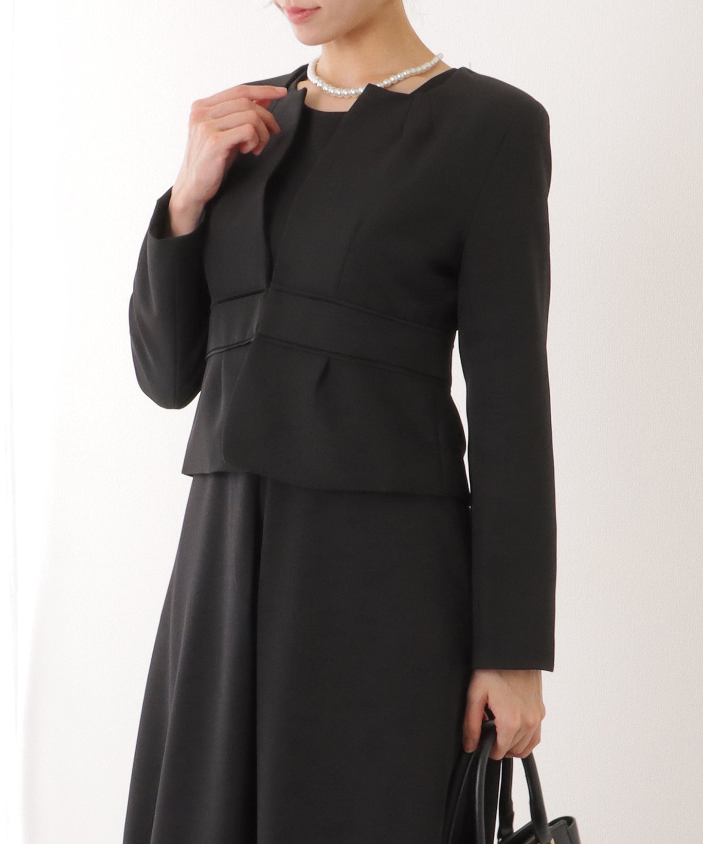 2WAY リボンジャケット付き タック ワンピース セットアップ