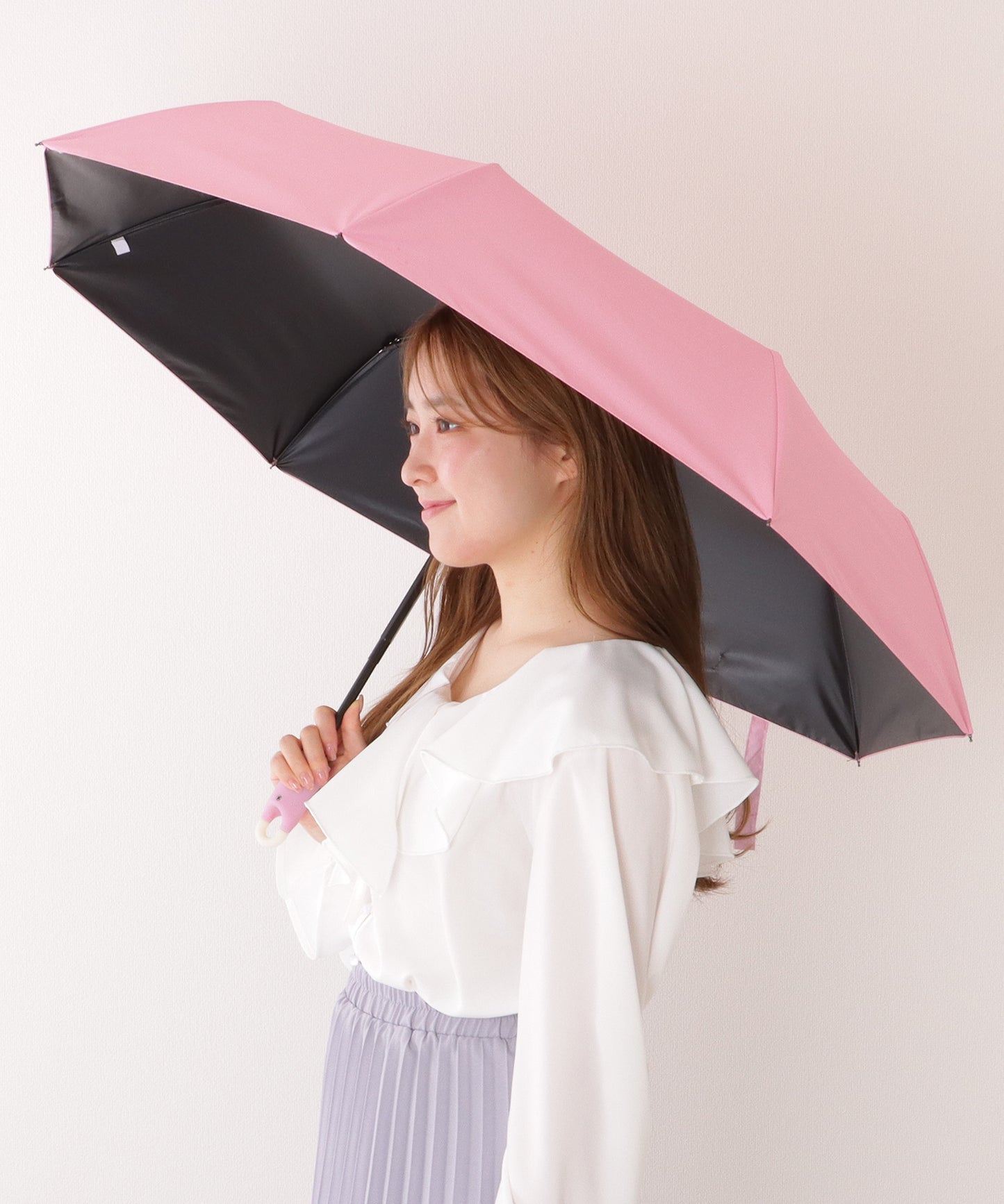 【雨晴兼用】ソリッドカラー ワンタッチ ベーシック 折りたたみ傘