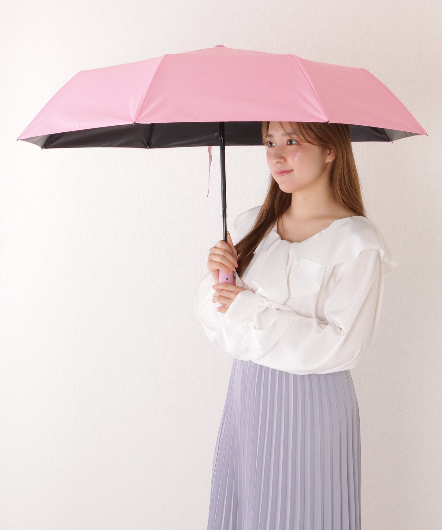 【雨晴兼用】ソリッドカラー ワンタッチ ベーシック 折りたたみ傘