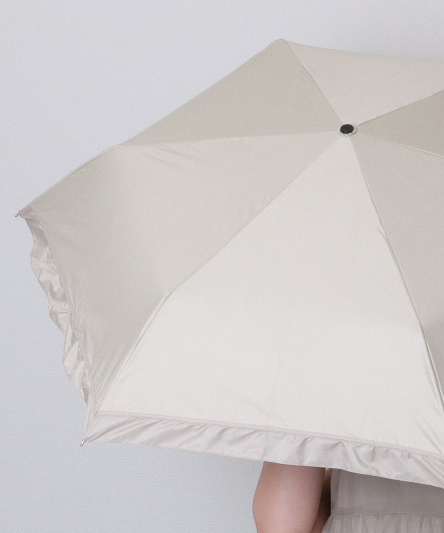 超軽量 ソリッドカラー フリル 晴雨兼用 折りたたみ傘