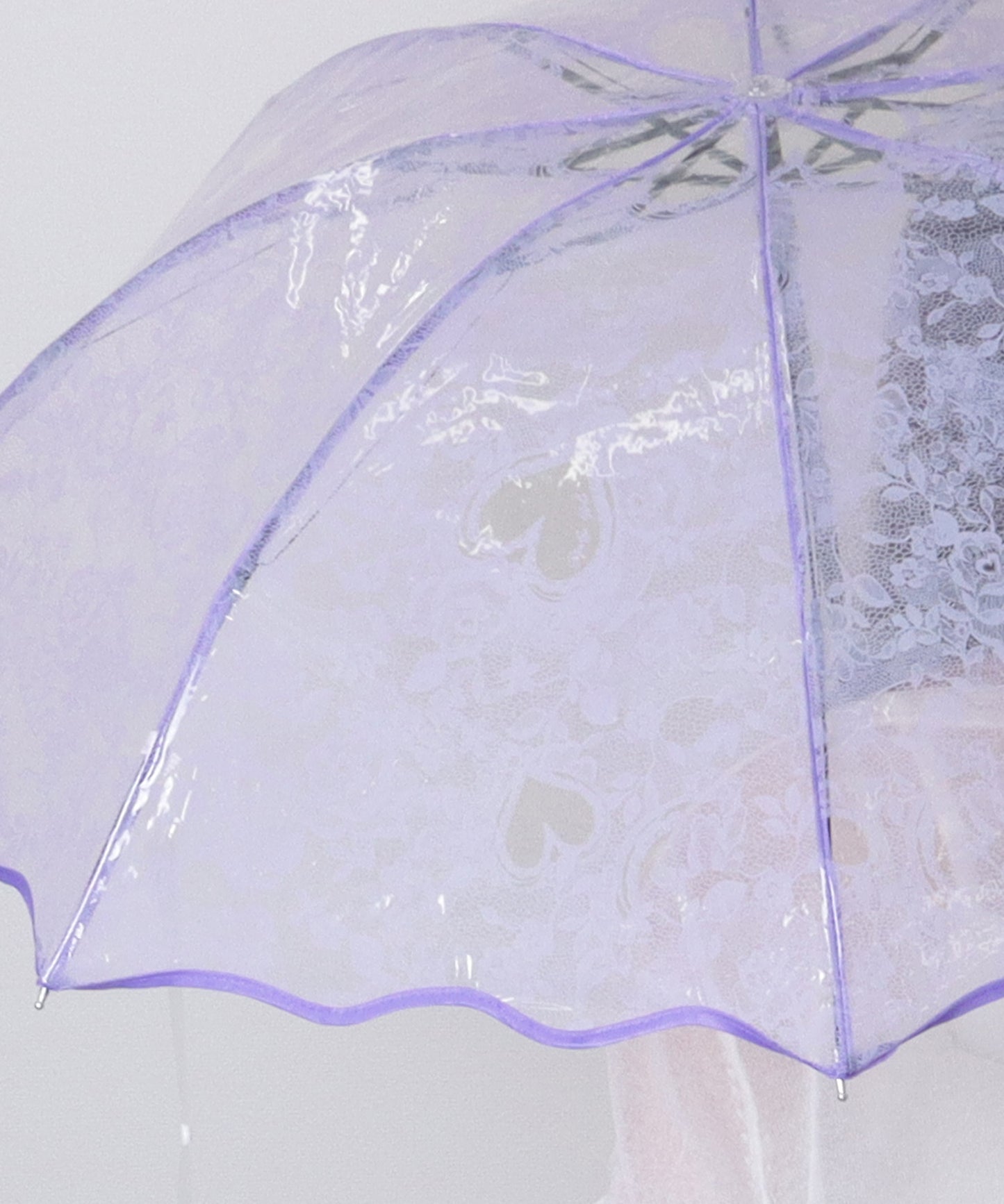 クリア ウエーブ ハート デザイン 折りたたみ傘