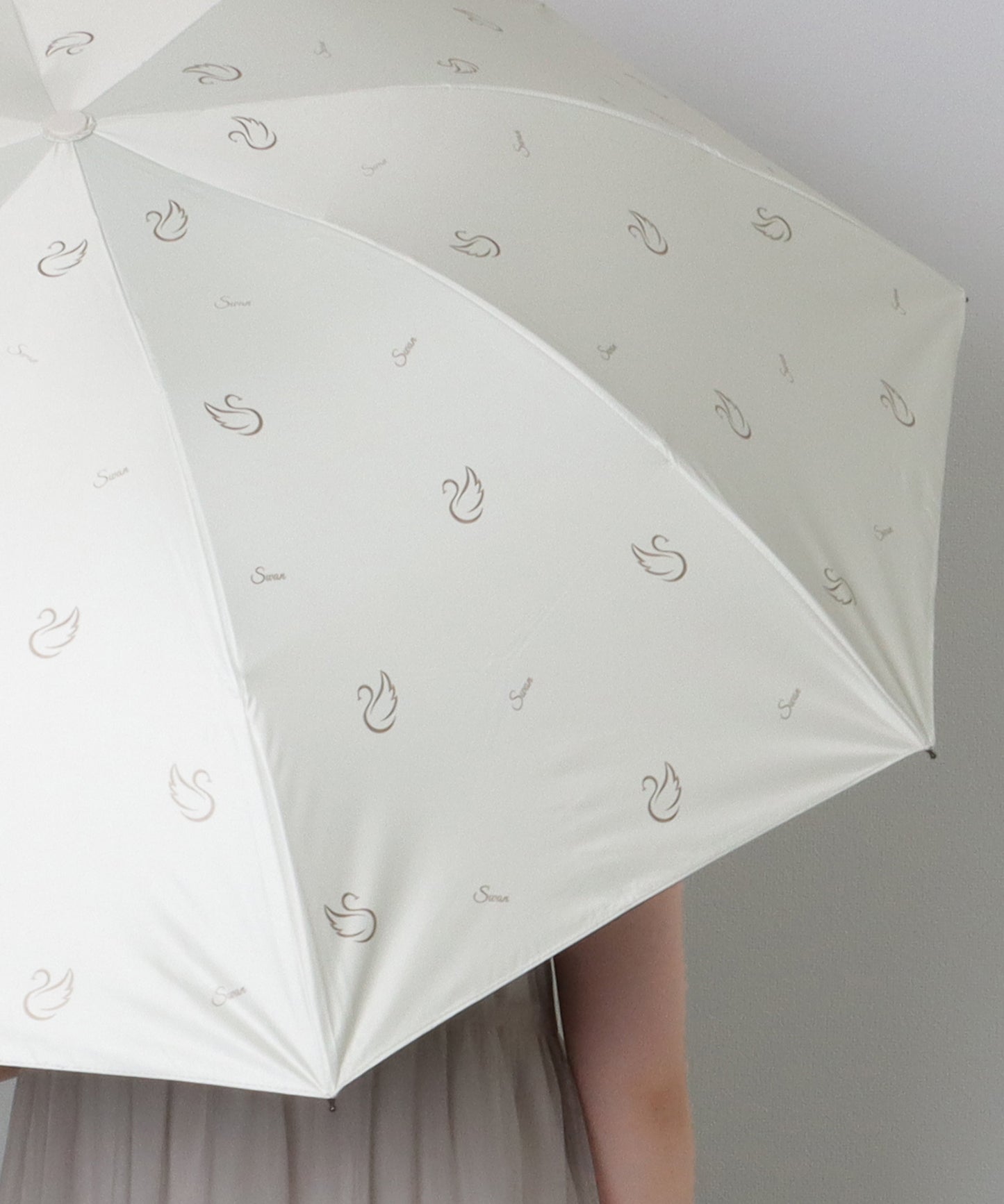 スワン プリント 晴雨兼用 コンパクト 折りたたみ傘