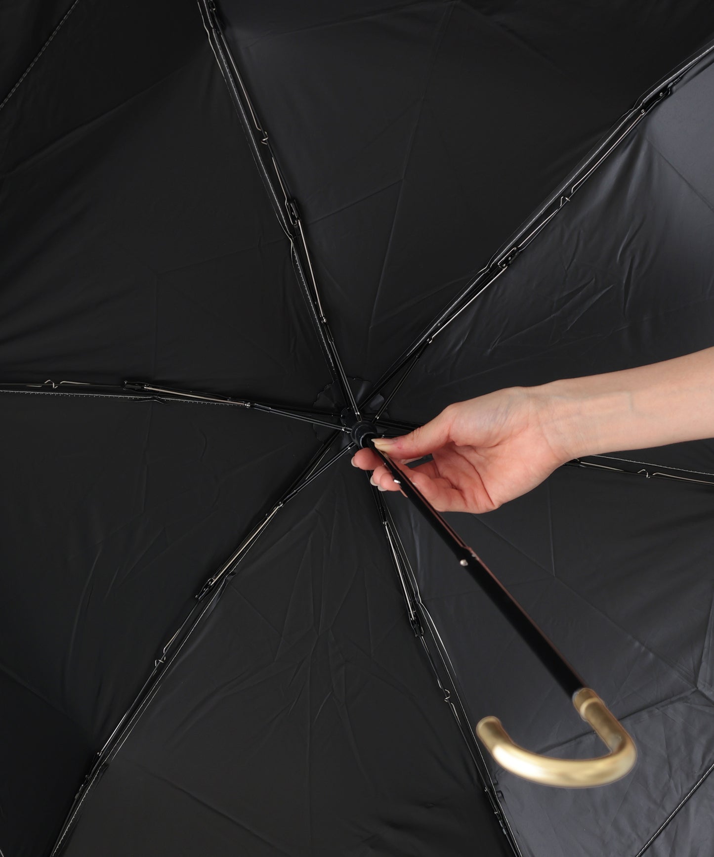 晴雨兼用 配色 ライン ハンドル付き 折りたたみ傘