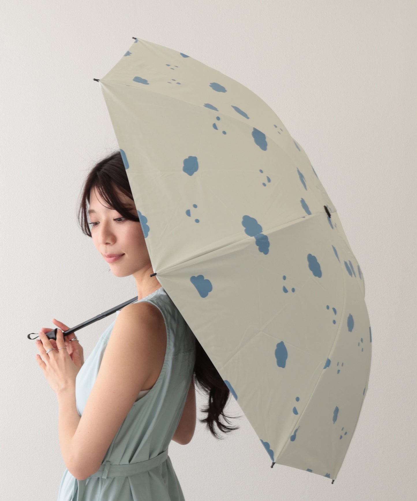 晴雨兼用 配色 クラウド ドット 折りたたみ傘