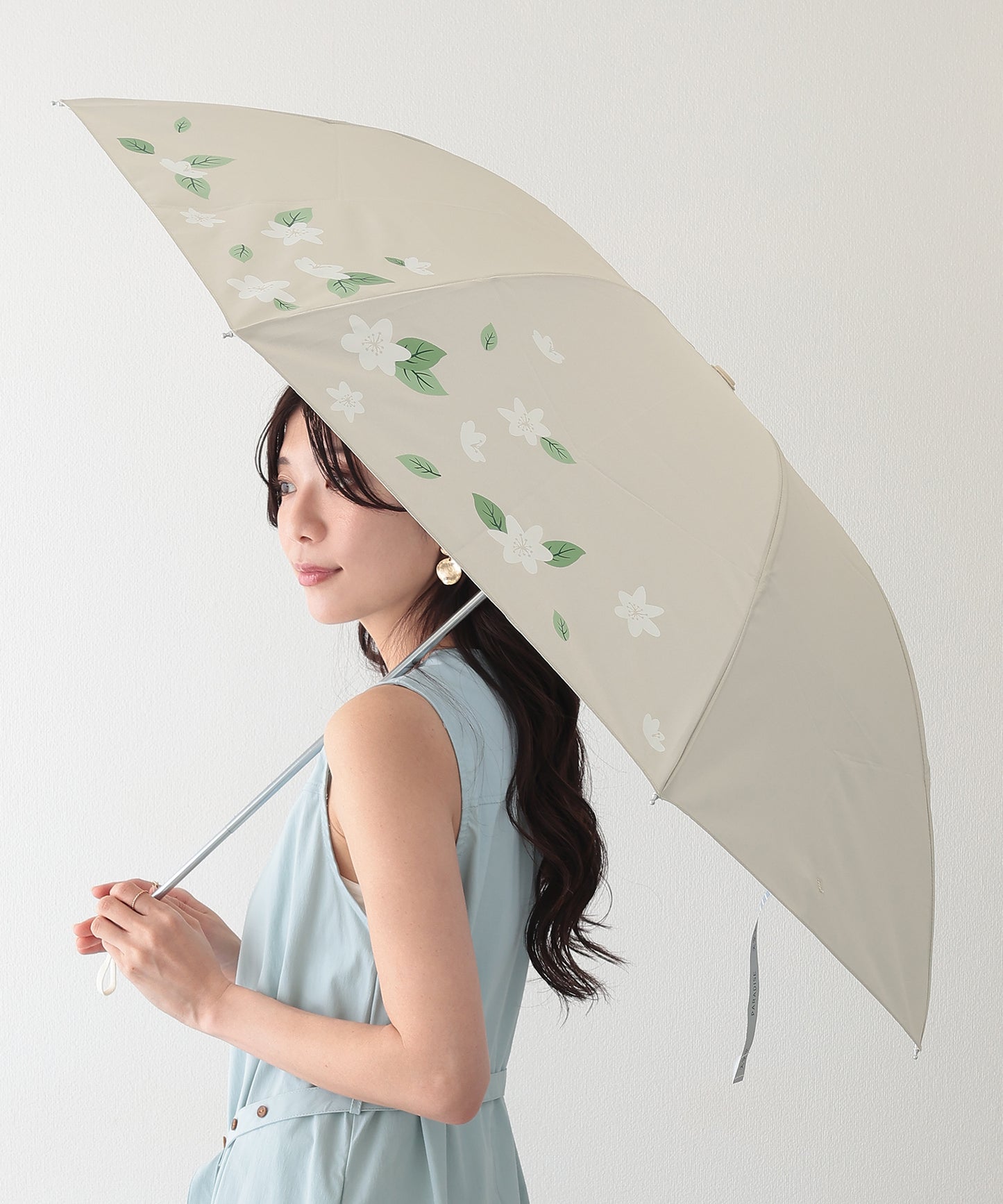 晴雨兼用 ボタニカル柄 シルキー コンパクト 折りたたみ傘