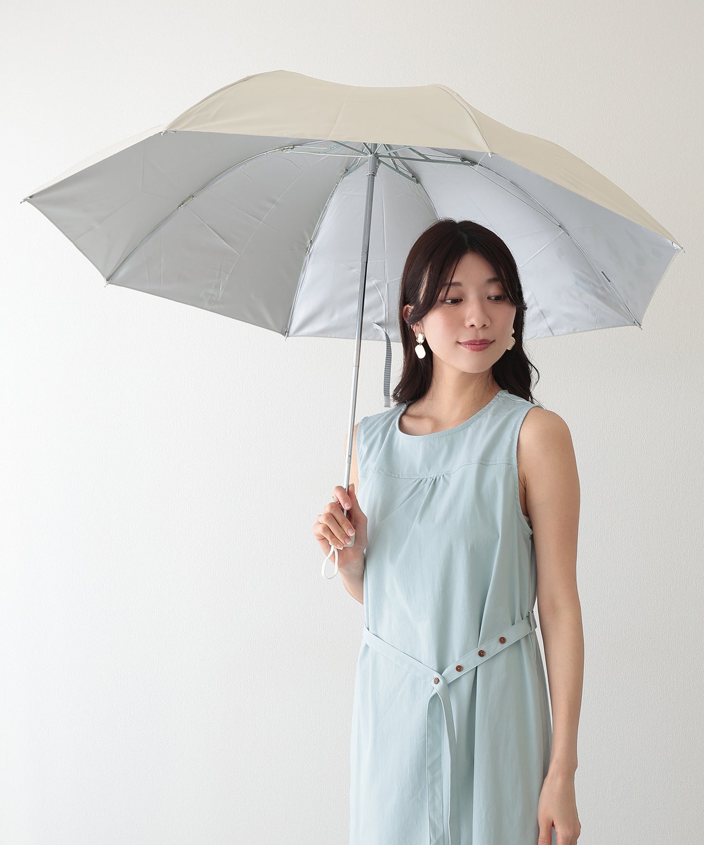 晴雨兼用 ボタニカル柄 シルキー コンパクト 折りたたみ傘