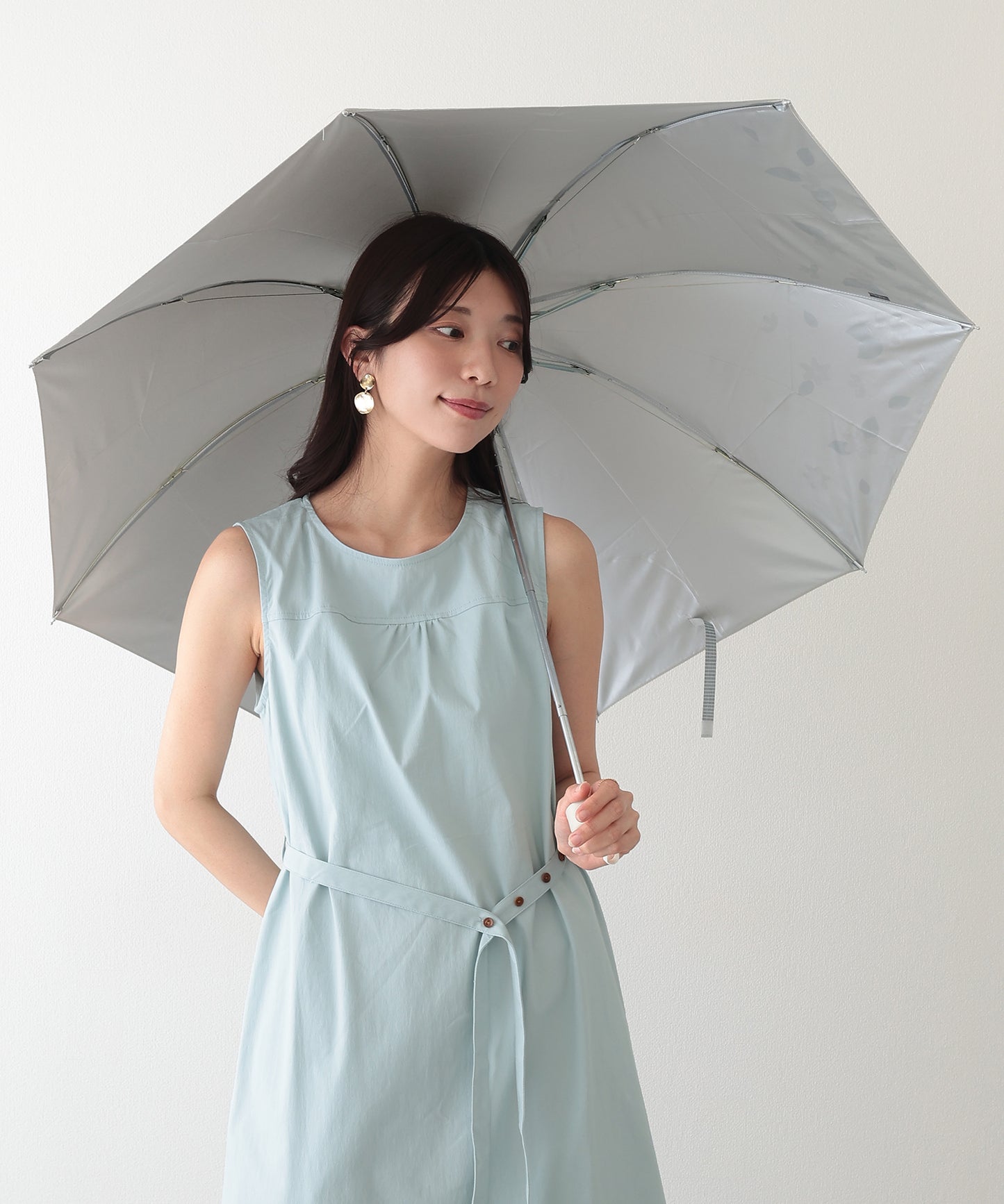晴雨兼用 ボタニカル柄 シルキー コンパクト 折りたたみ傘
