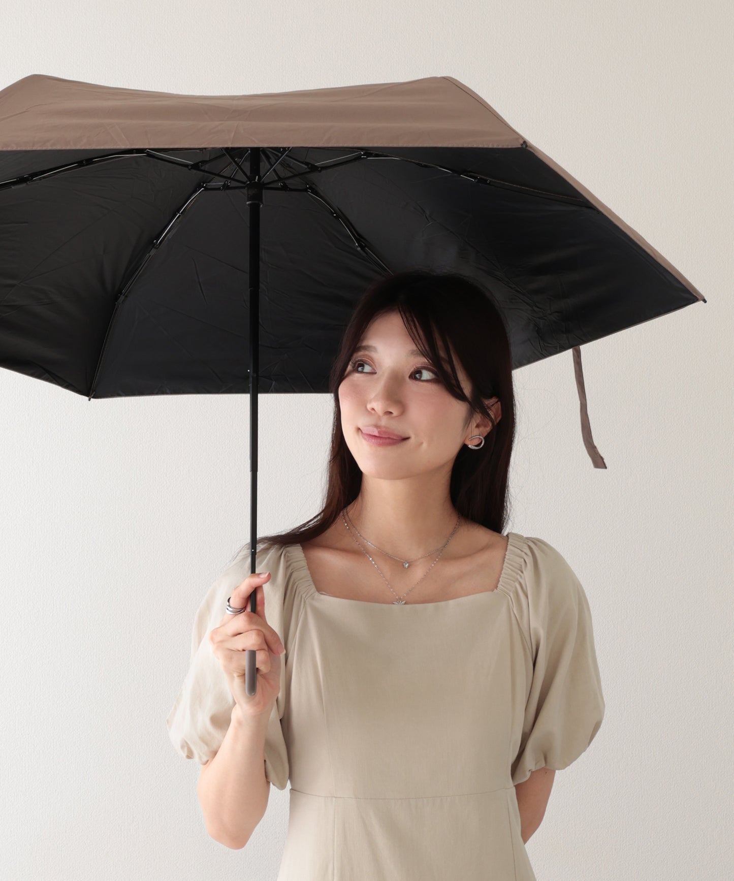 晴雨兼用 ソリッドカラー フック型 コンパクト 折りたたみ傘