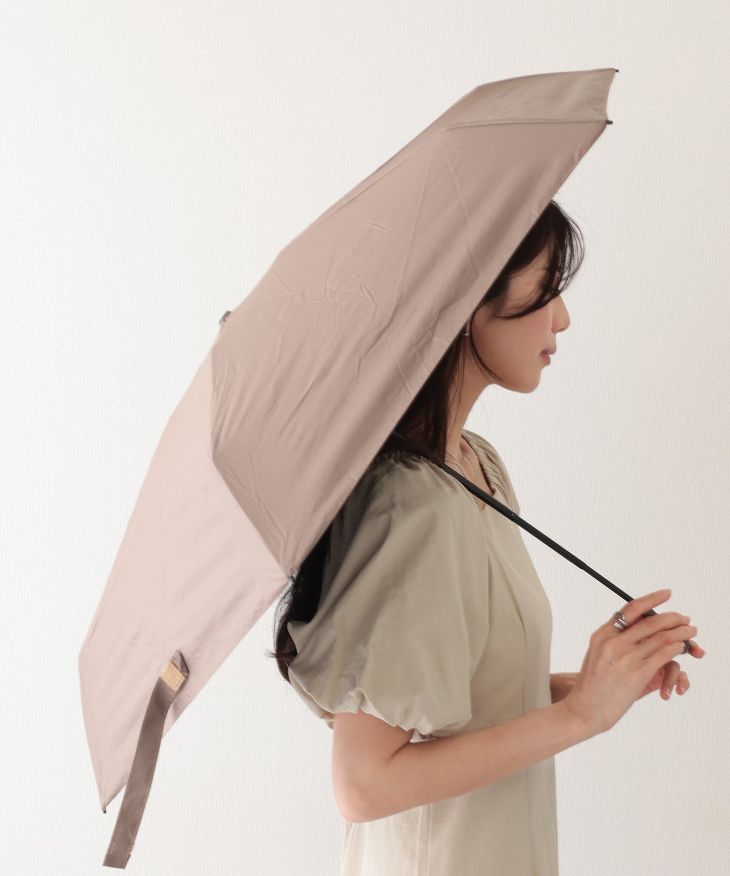 晴雨兼用 ソリッドカラー フック型 コンパクト 折りたたみ傘