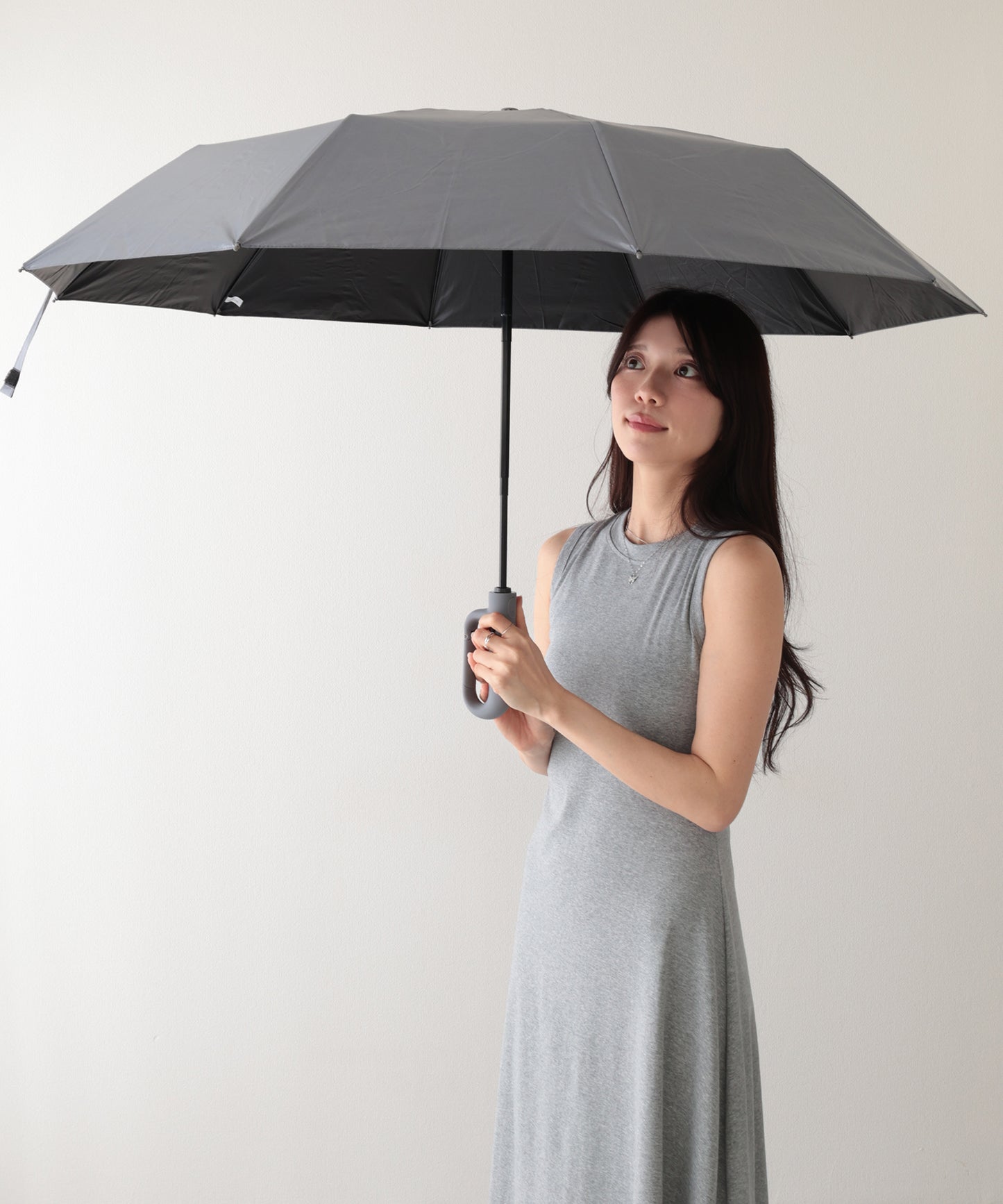 晴雨兼用 ソリッドカラー バックル ハンドル 折りたたみ傘