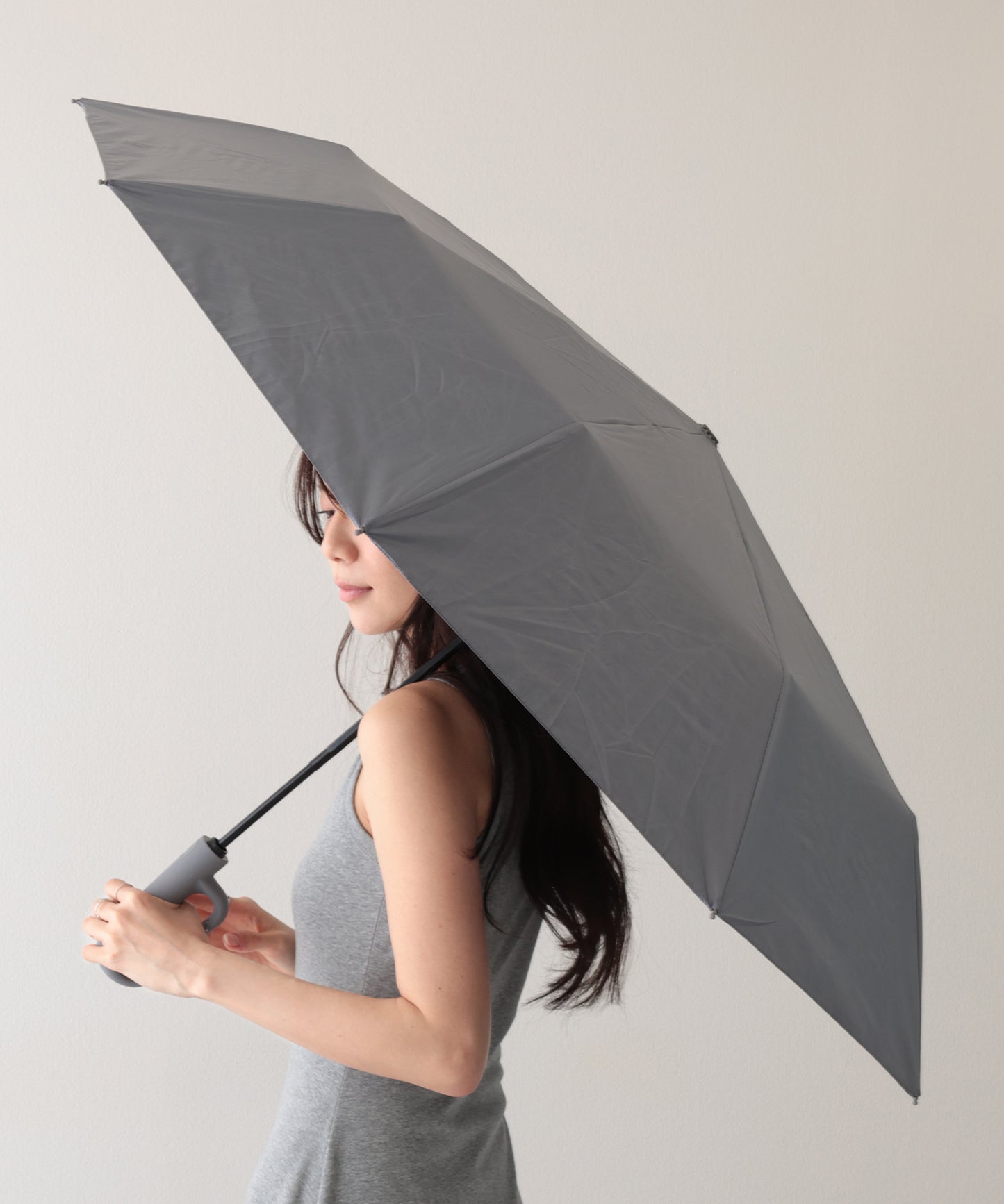 晴雨兼用 ソリッドカラー バックル ハンドル 折りたたみ傘