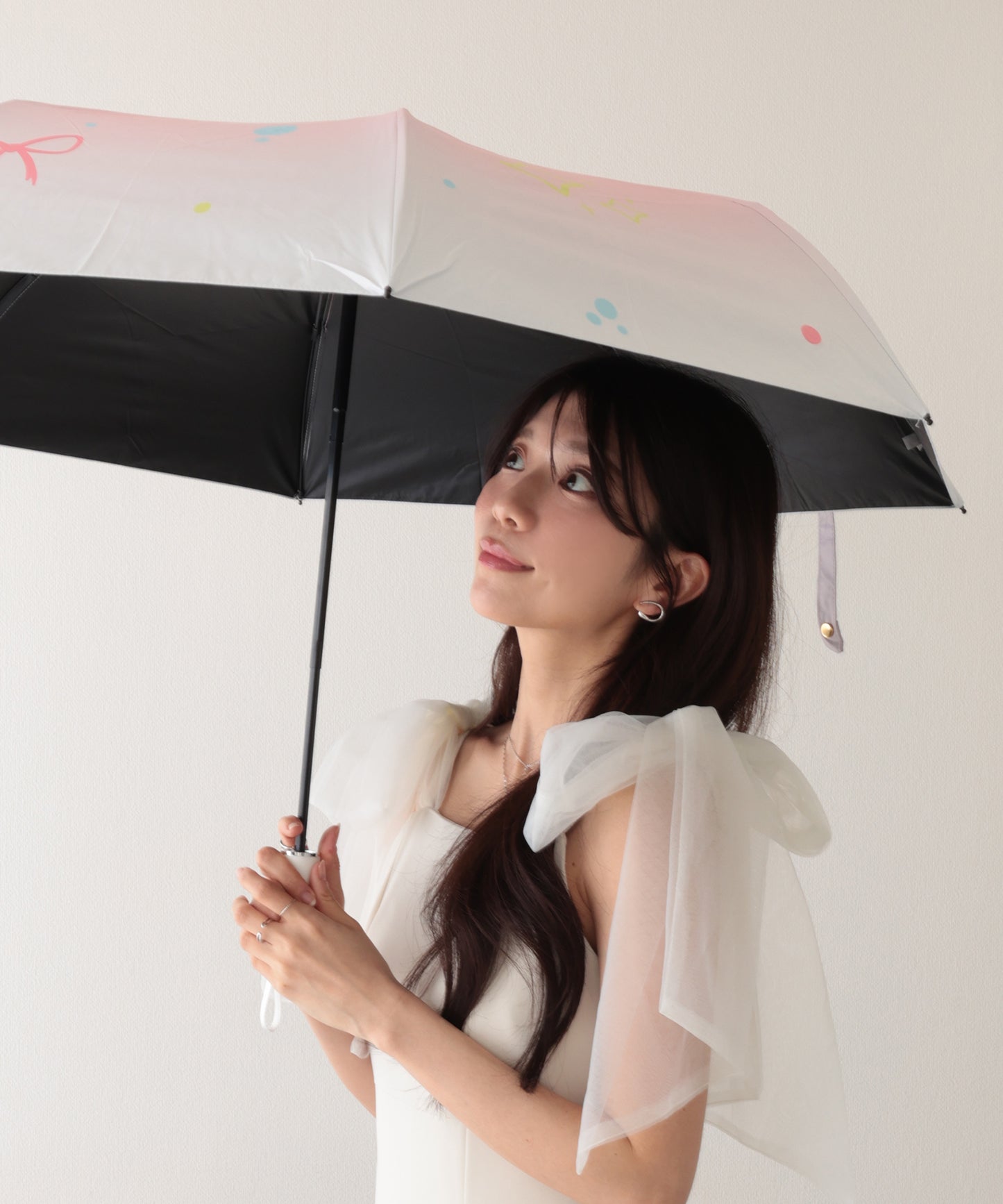 晴雨兼用 グラデーションカラー イラスト ハンドル 折りたたみ傘