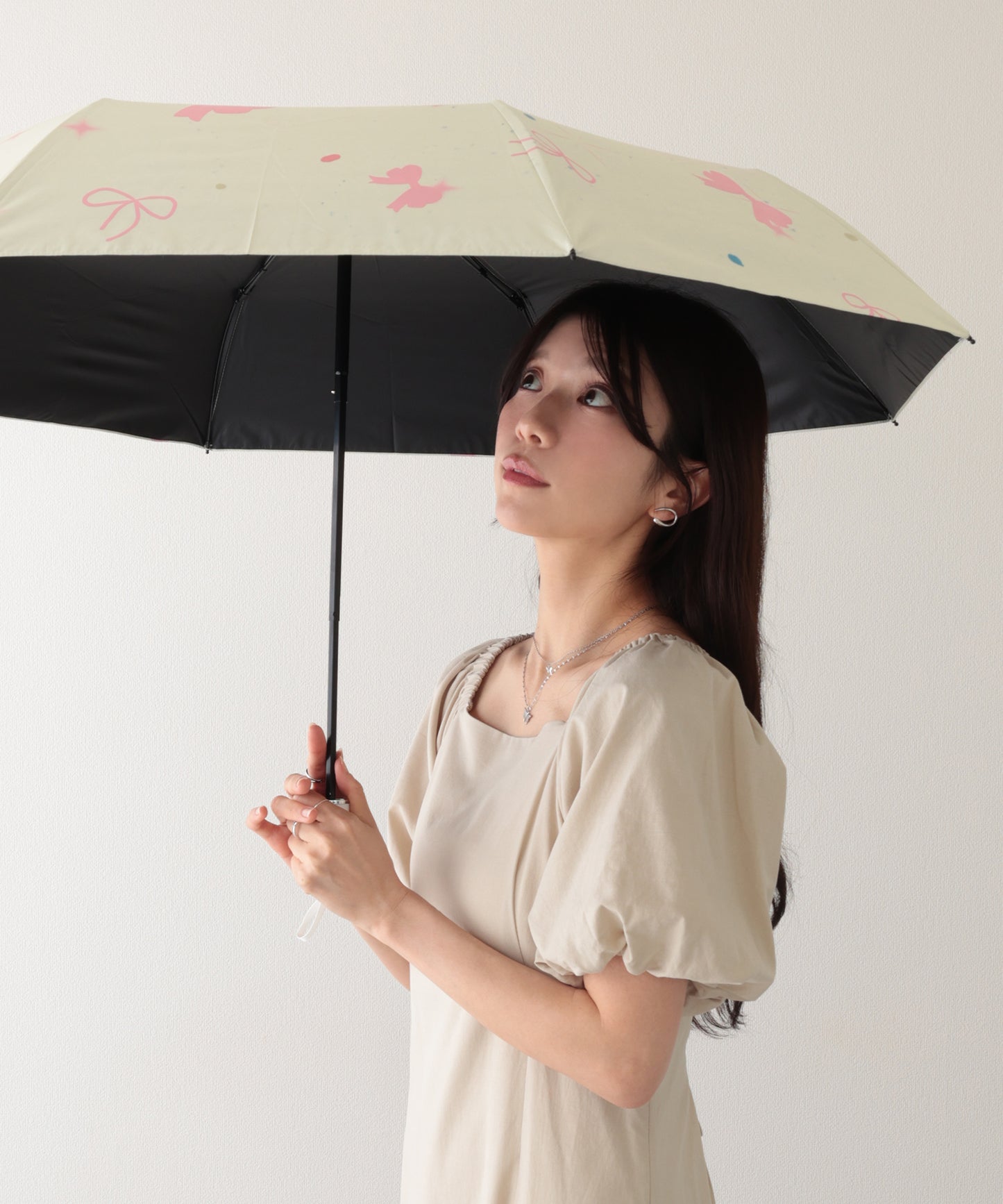 晴雨兼用 グラデーション メニー リボン 折りたたみ傘