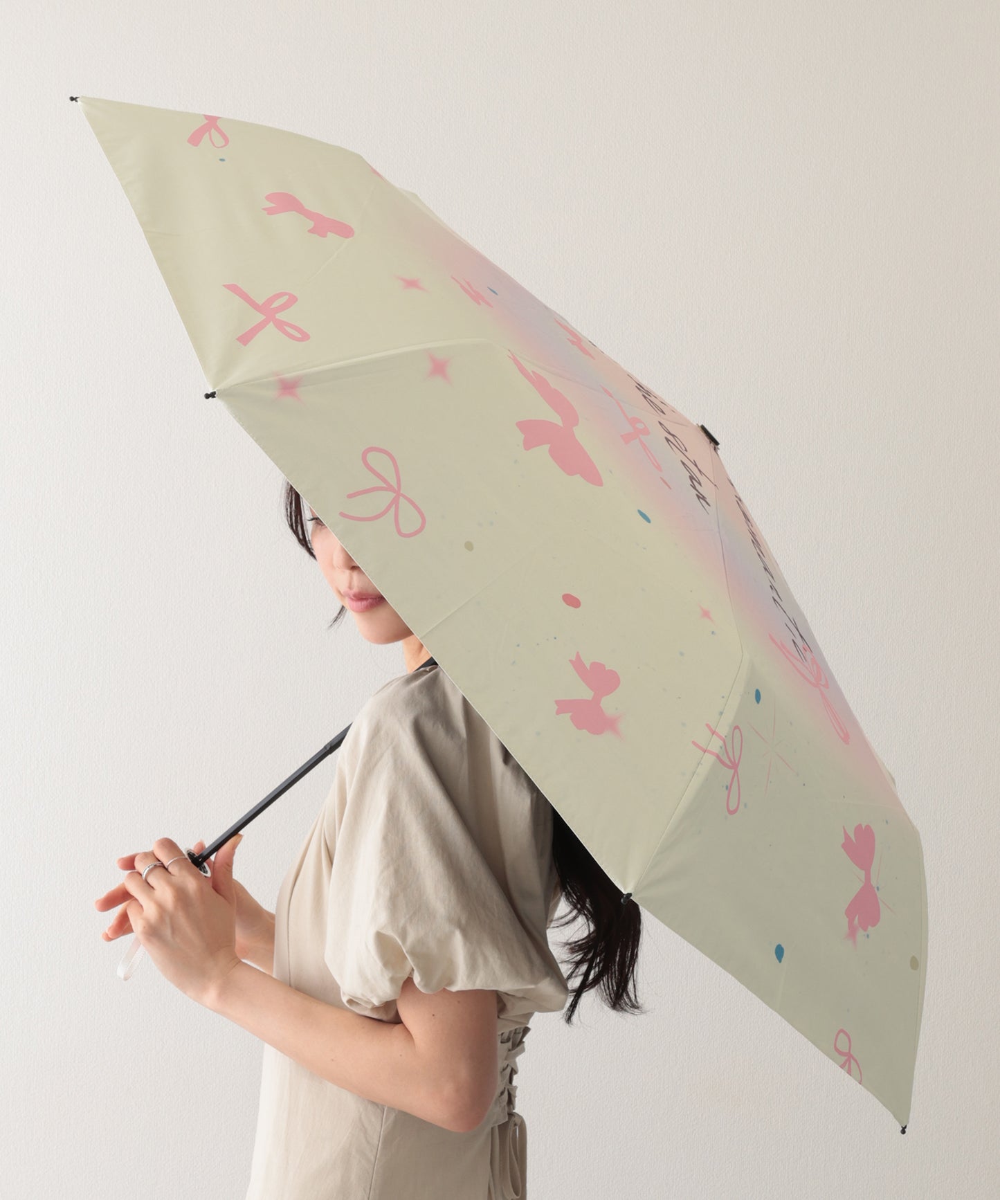 晴雨兼用 グラデーション メニー リボン 折りたたみ傘