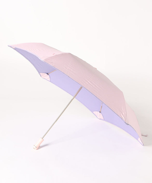 晴雨兼用 配色 ライン ストレート ハンドル 折りたたみ傘