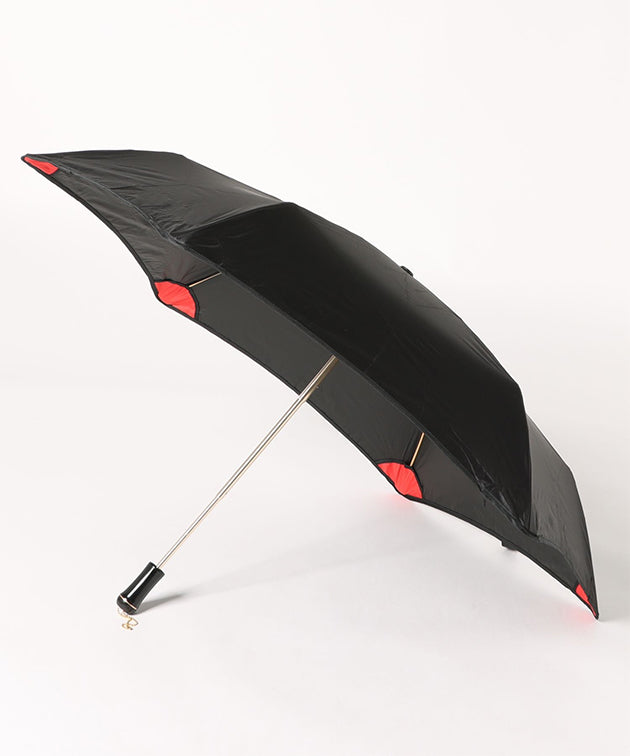 晴雨兼用 配色 ライン ストレート ハンドル 折りたたみ傘