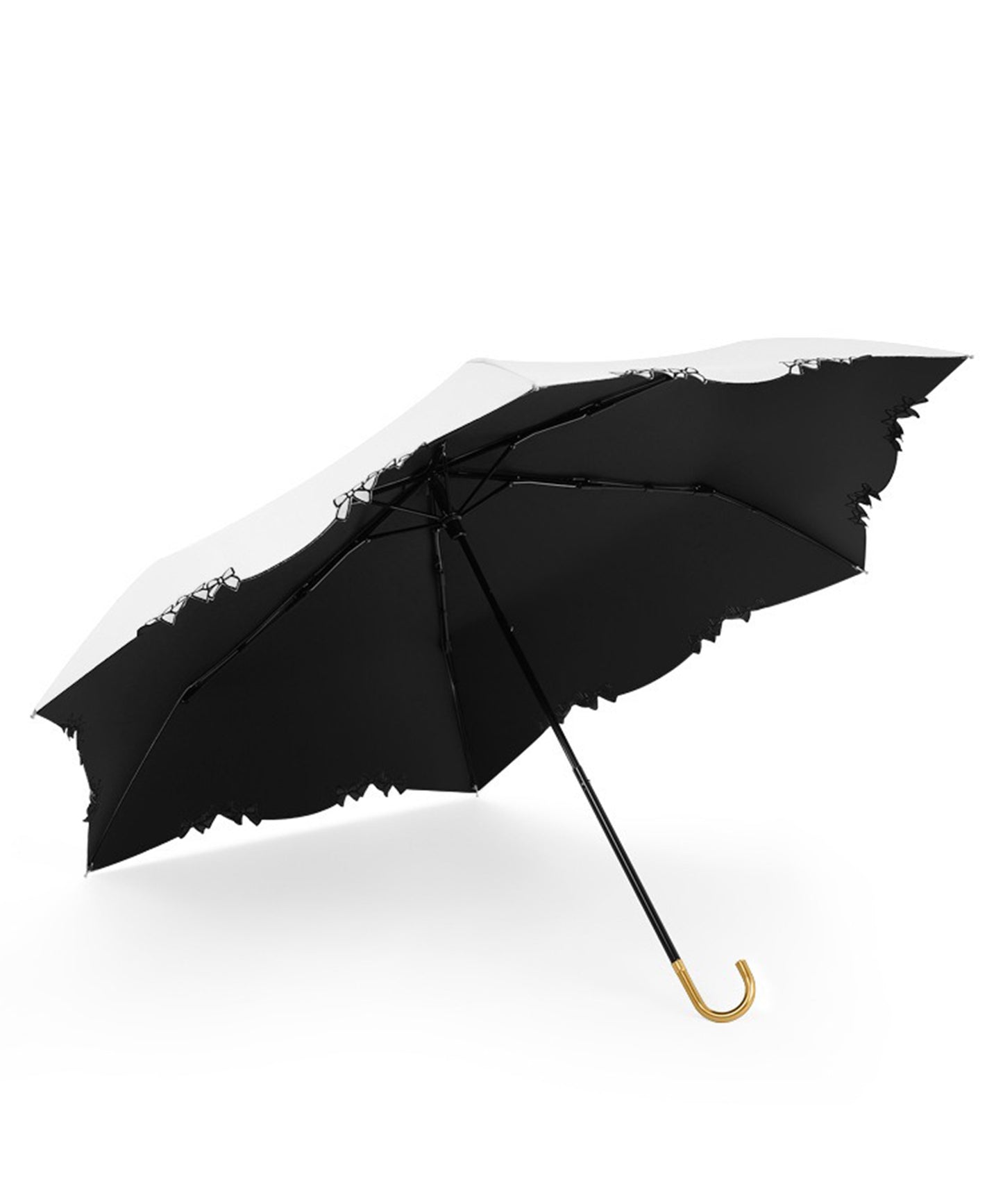 晴雨兼用 配色 リボン フレーム 折りたたみ傘