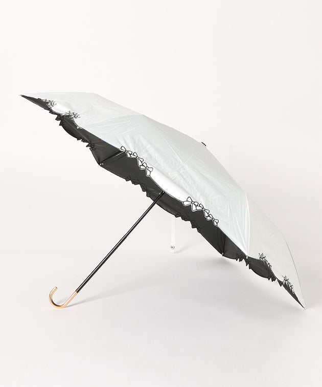 晴雨兼用 配色 リボン フレーム 折りたたみ傘