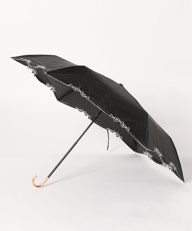 晴雨兼用 配色 リボン フレーム 折りたたみ傘